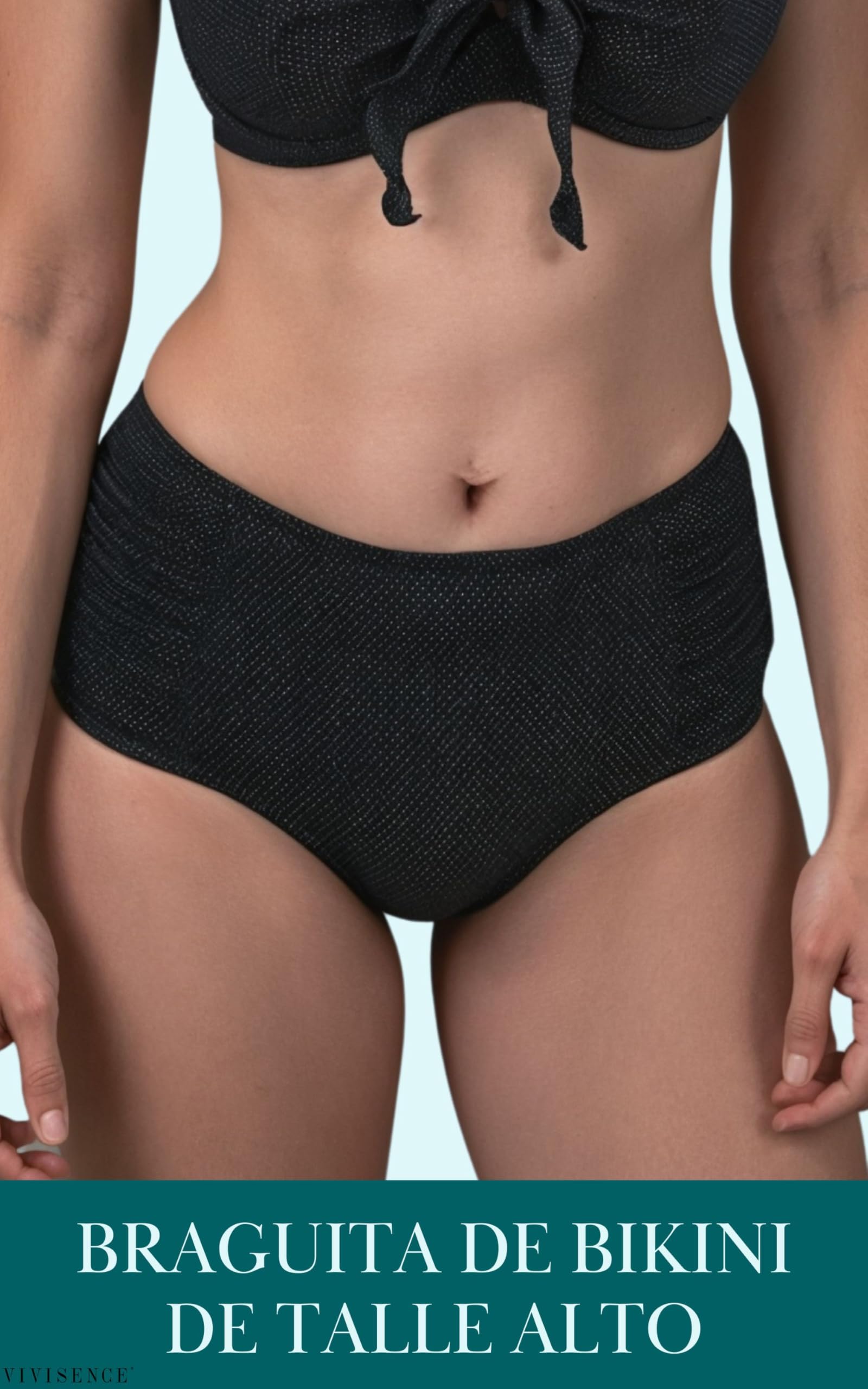 Vivisence Braguita De Bikini De Talle Alto Sin Estampado para Mujeres 3002