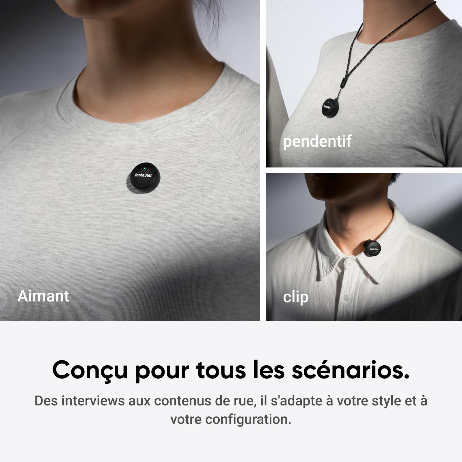 Insta360 Émetteur Mic Air, 7,9 g ultraléger, Micro sans Fil pour l X5/X4/X4 Air/Ace Pro 2/GO Ultra, réduction de Bruit, vlog, Streaming