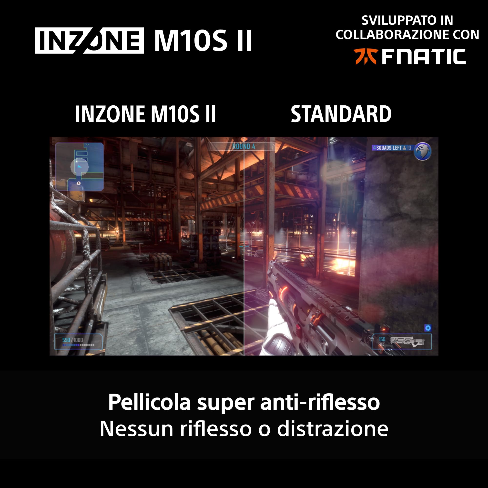 Sony INZONE M10S II Monitor Gaming OLED QHD da 27": 1440p, 540 Hz, 0,02 ms GtG, DCI-P3 99,5%, G-Sync, VRR, sviluppato con Fnatic, 1500 nit, DisplayPort 2.1-2 x HDMI 2.1 - PC, PlayStation 5