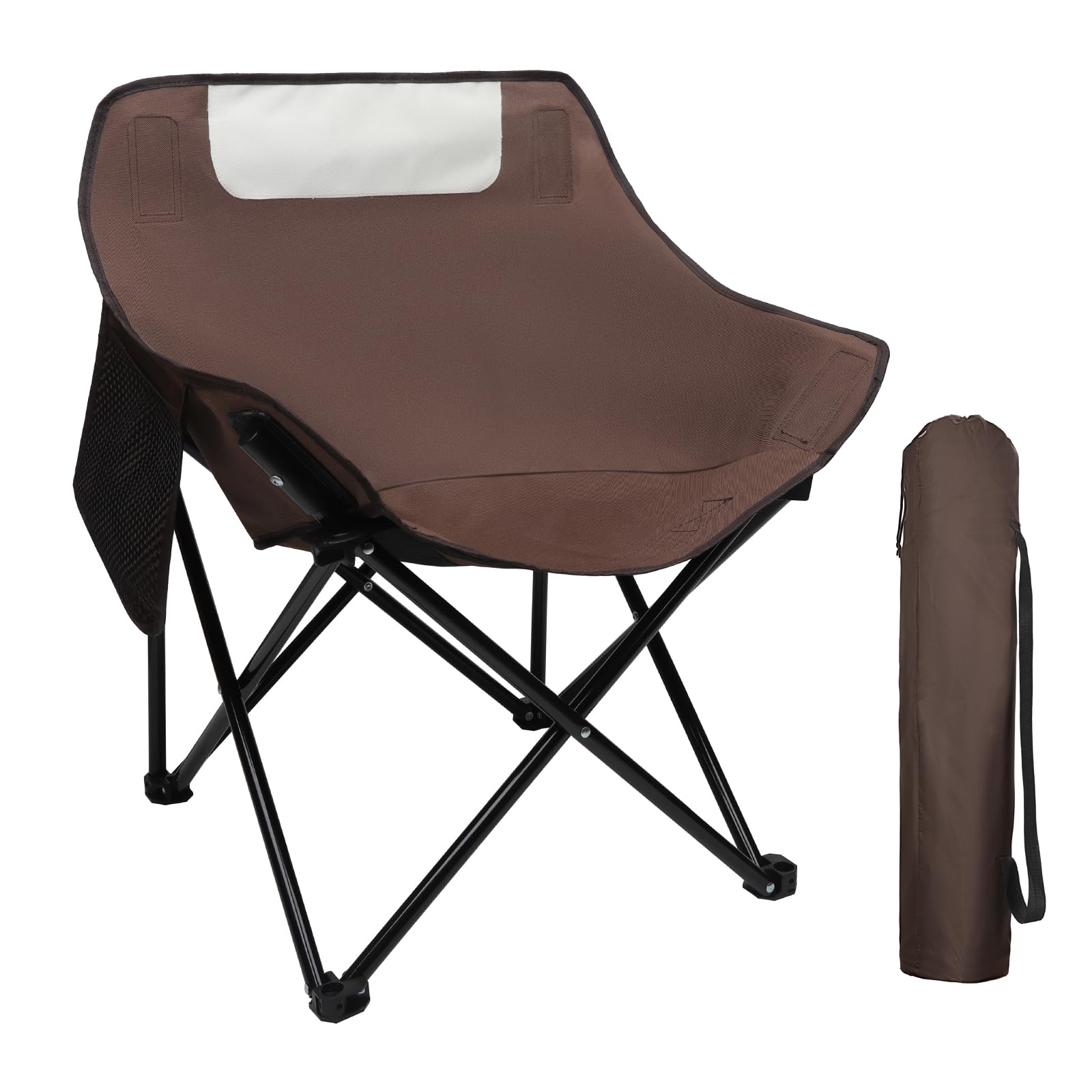Folding Camping Chairs for Adults Portable Beach Chair Foldable Outdoor Chairs Lightweight Lawn Chairs for Patio Sports Travel Fishing with Carrying Bag Supports 300 Lbs Brown.