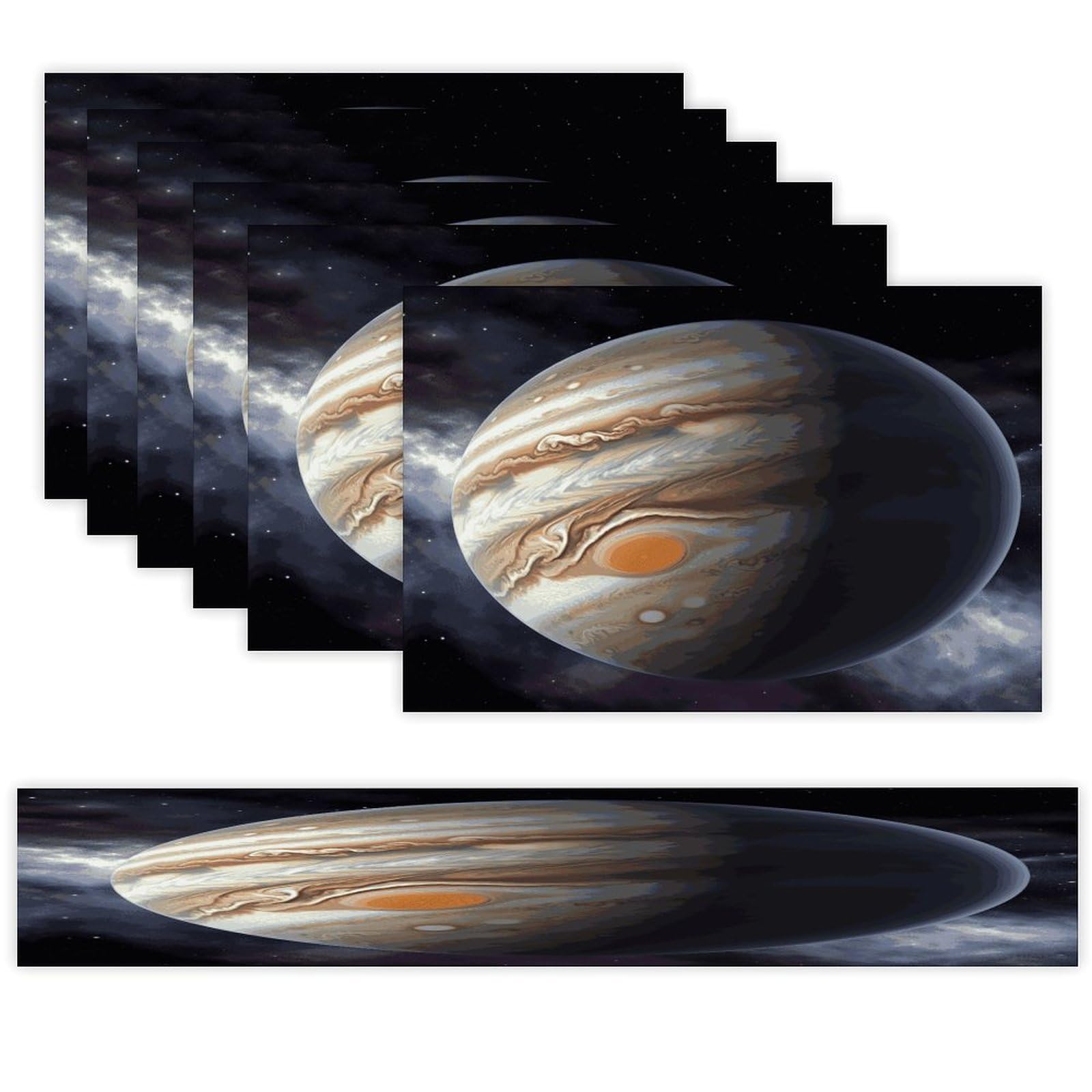 Jupiter Landscape Table Runner and Placemats Set of 6 Heat Resistant Table Runner Place Mats Modern Cloth Table Mat Washable Linen Placemat Festive Reusable Set