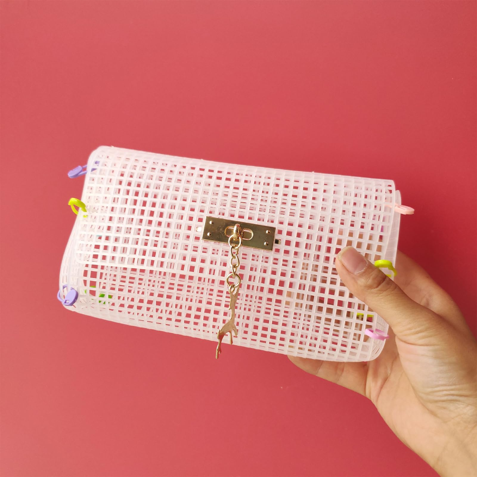 Kit Accessori Borse Uncinetto 8 Pezzi - Reti Plastiche, Cerniere E Decorazioni Per Creazioni Fai Da Te - Foto 5