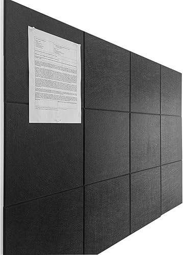 Tablero de corcho negro alternativo 47"x35"  Azulejos de pared de fieltro (paquete de 12)  Tablero de anuncios de fieltro estético para oficina,