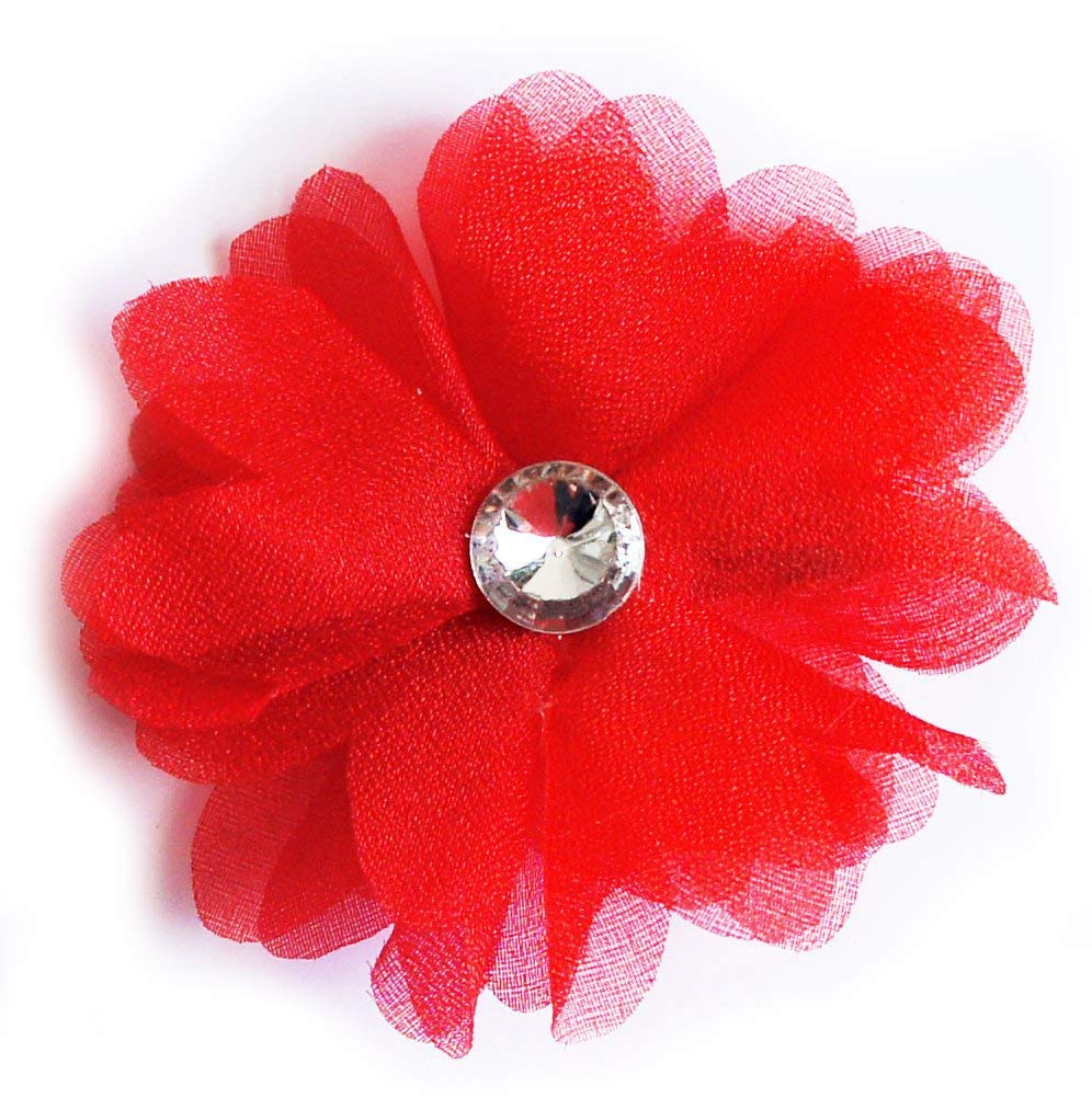 HAND ® FHC07 Beautiful Fabric Flower with Rhinestone Alligator Hair Clips - Assorted Colors - Pack of 5
