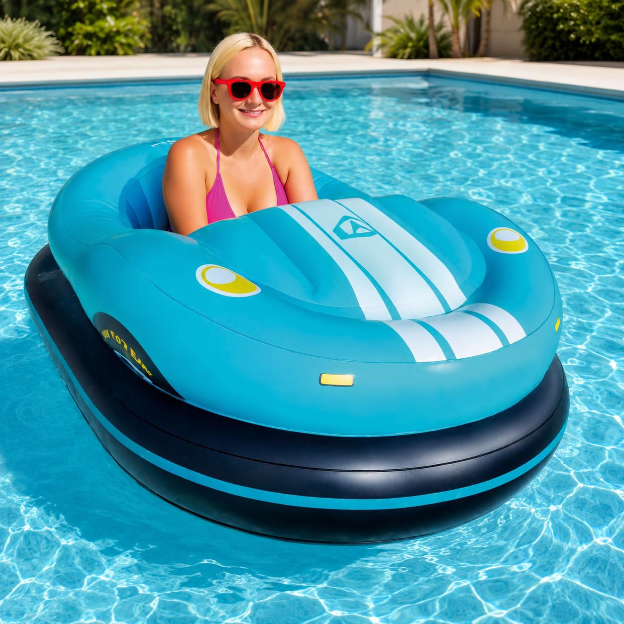 Mini Electric Boat for Adults, Motorized Inflatable Pool Float Blue