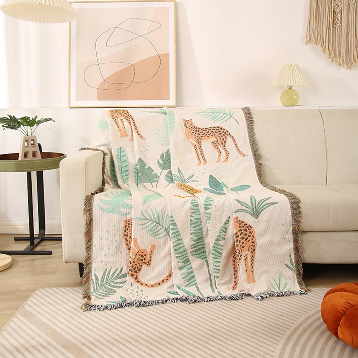 LumiSyne Couvertures Disponible En Double Face Coton Tissé Jetés De Lit Avec Gland Style Ethnique Boho Motif Géométrique Décorative Jeté De Canapé Couvre-Lit Camping Nappes Tapisserie Tapis 180x130cm