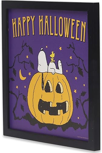 Miniatura 2 de Peanuts Snoopy and the Great Pumpkin Happy Halloween - Decoración de pared de madera enmarcada - Divertida imagen de Snoopy Halloween para el hogar