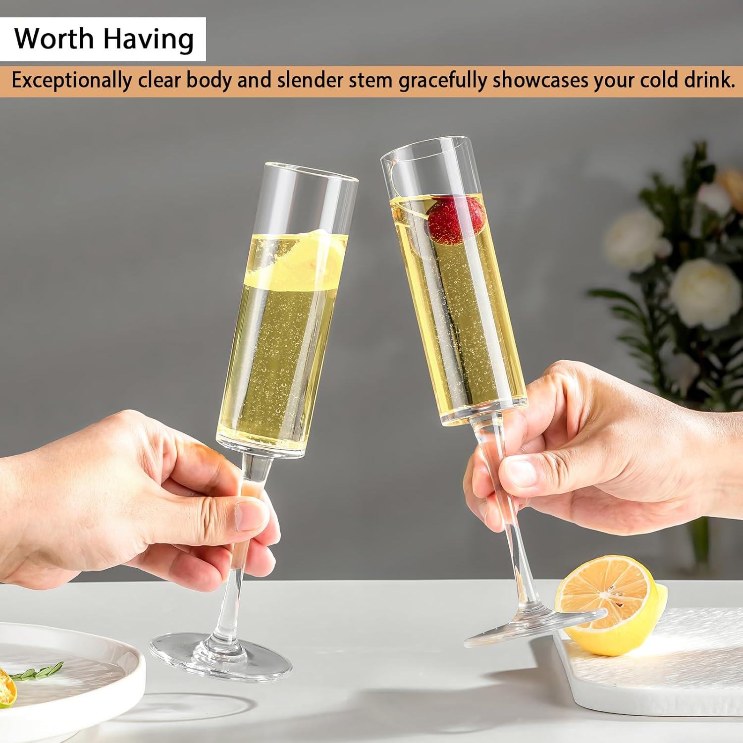 16 Pack Acrylic Champagne Flutes, 5.5 Oz Unbreakable Goblet Glasses Reusable Champagne Toasting Cups - Modern & Elegant for Wedding Party Anniversary Christmas Birthday - Image 4