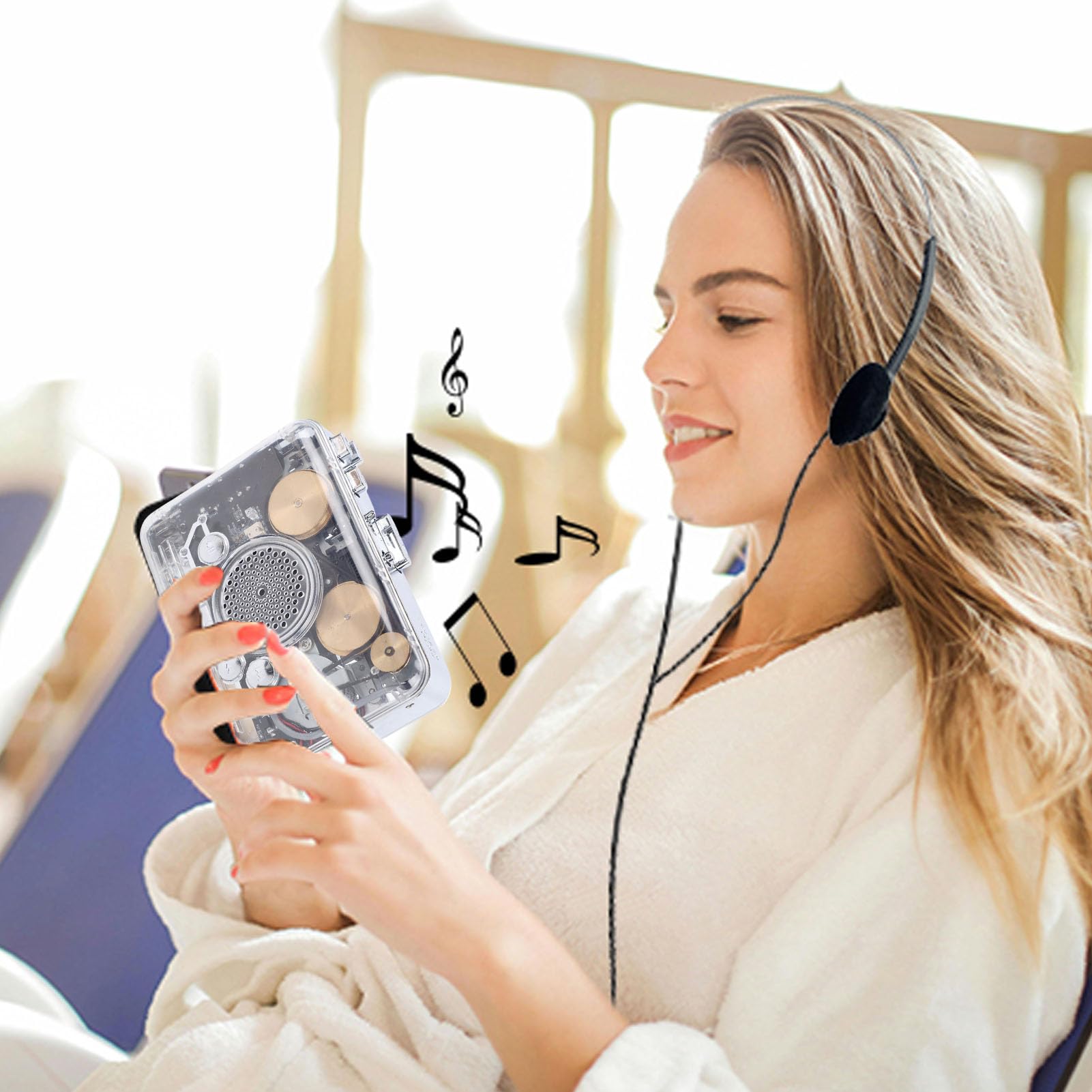 SIXRUN Baladeur Cassette Portable avec Convertisseur MP3, USB Direct