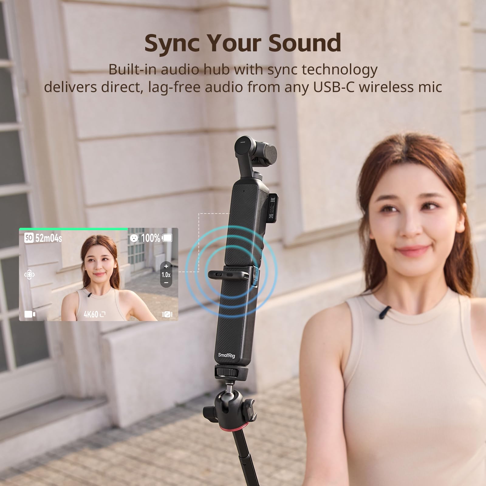 SMALLRIG Impugnatura Porta Batteria per DJI Osmo Pocket 4/3, Power Grip da 5000 mAh con Ricarica Rapida da 20W, Connessione Audio per Microfono Wireless, Filettatura da 1/4" per Treppiede, 5705