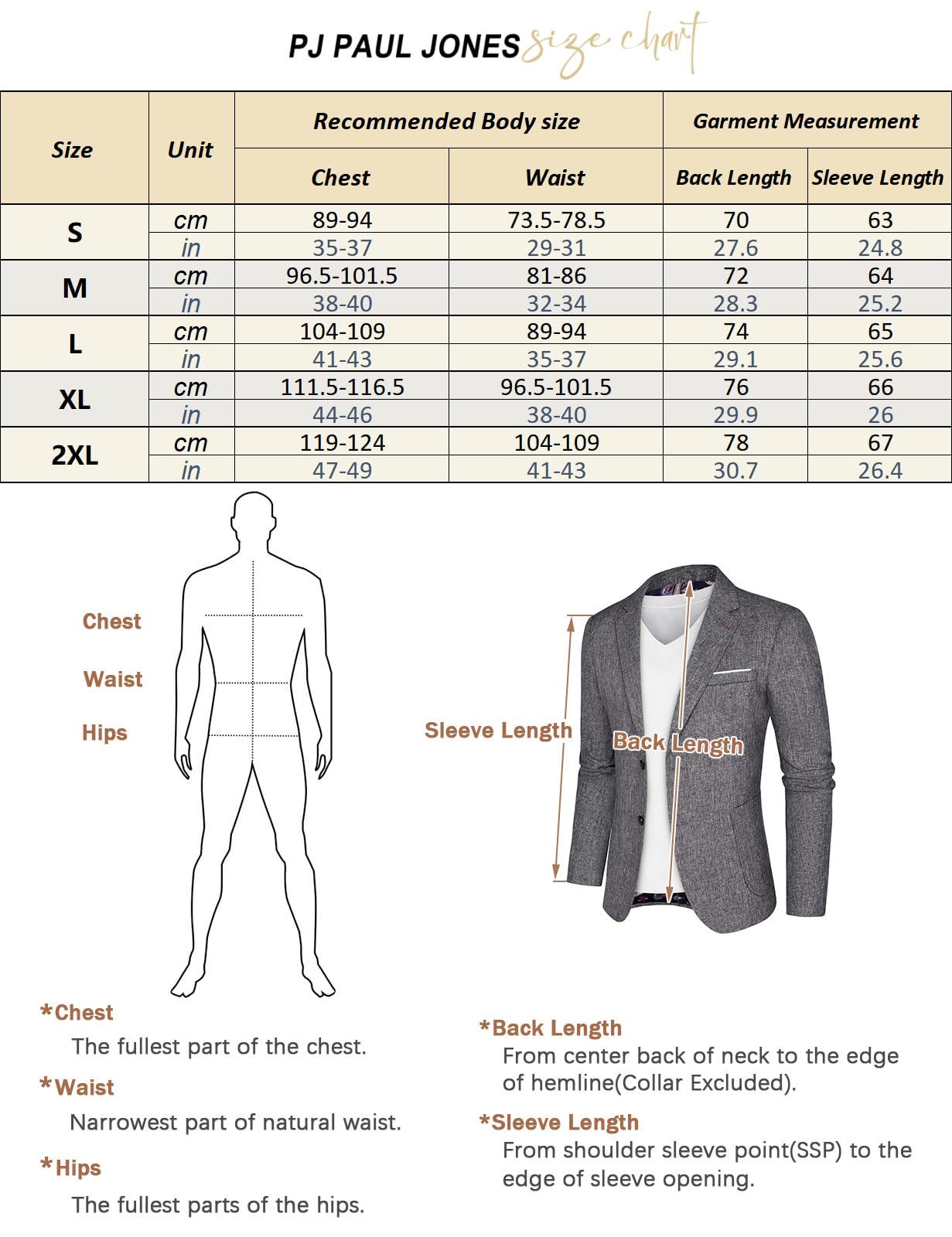 PJ PAUL JONES Veste pour homme - Coupe droite - Blazer - 2 boutons - Veste de costume d'affaires