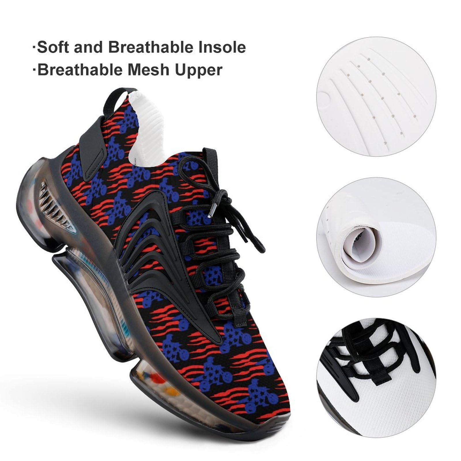 Tenis deportivos de motocross para hombre, con la bandera de Estados Unidos, para correr | Moda Deportiva Atlética Fitness Transpirable Ligero Cómodo Exterior