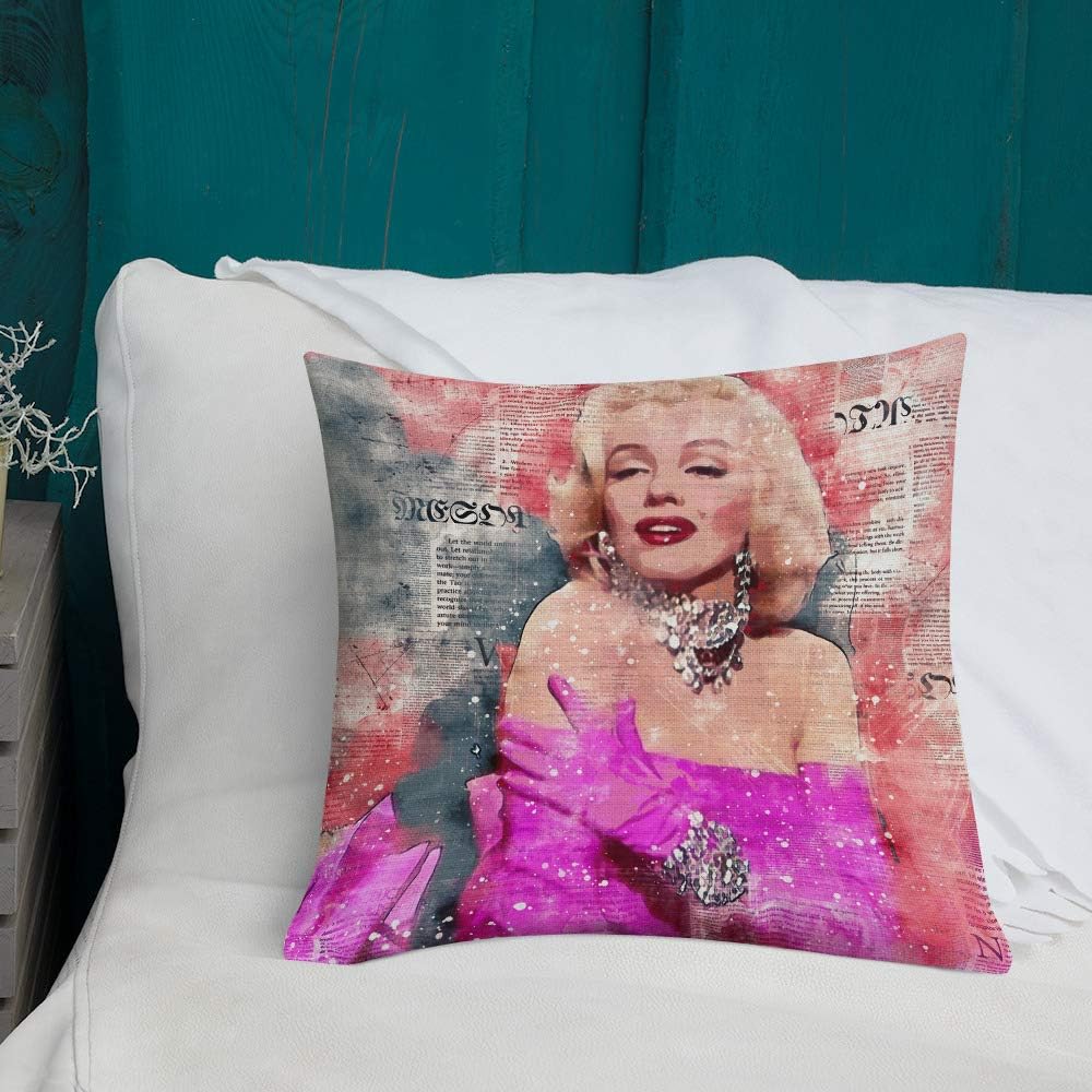 Pillow Cover 18x18 Beautiful Marilyn Retro Vintage Hollywood Decorative Throw Pillow Cover Square Cushion Case for Couch Sofa Indoor Outdoor Home Decor Holiday Decor
