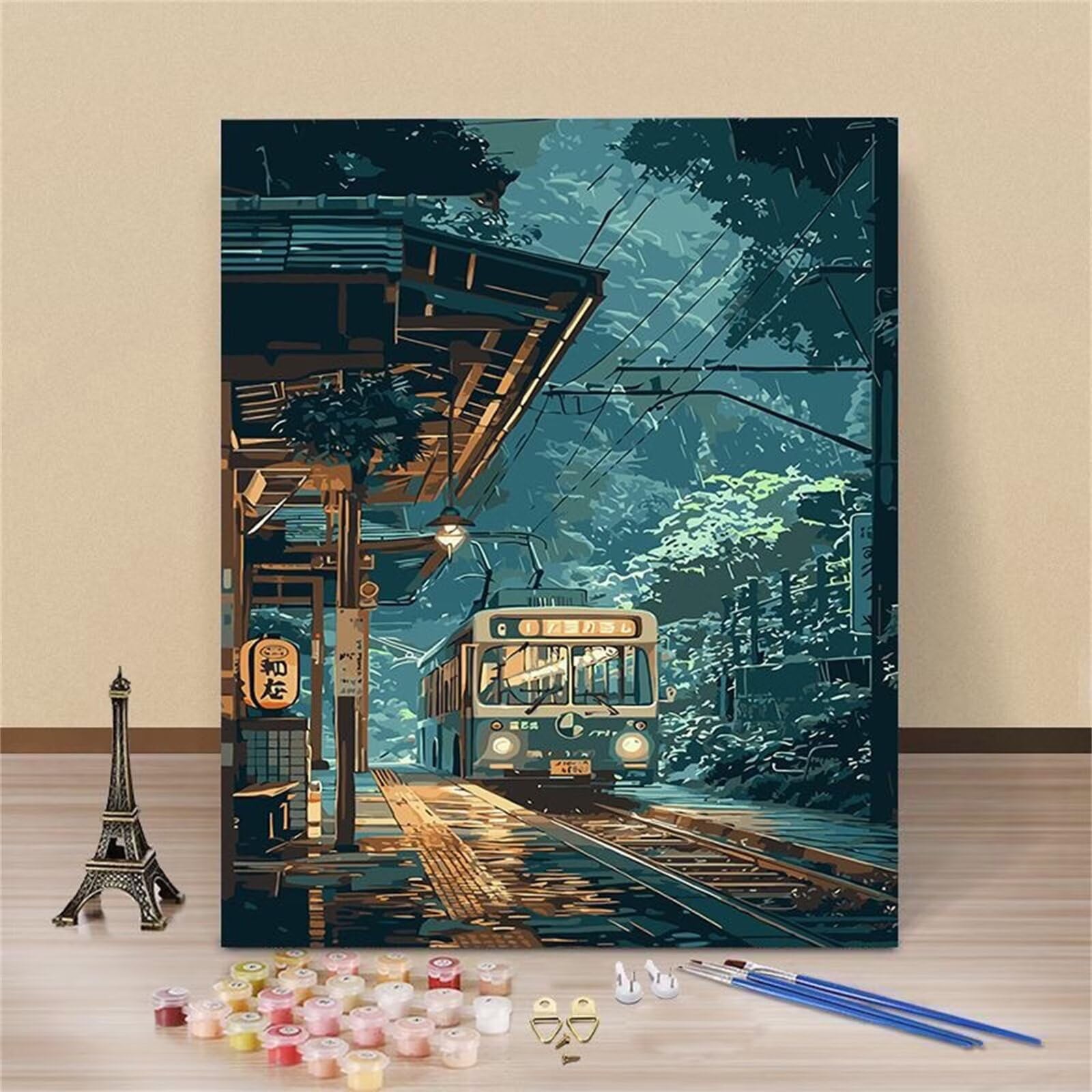 Malen Nach Zahlen Kinder ab 5 6 7 8 9 10 Jahre mit Rahmen, Straße Malen Nach Zahlen Erwachsene, DIY Paint by Numbers Landschaft Bastelset für Kinder Mädchen und Jungen Geschenk, 80x120cm, *741