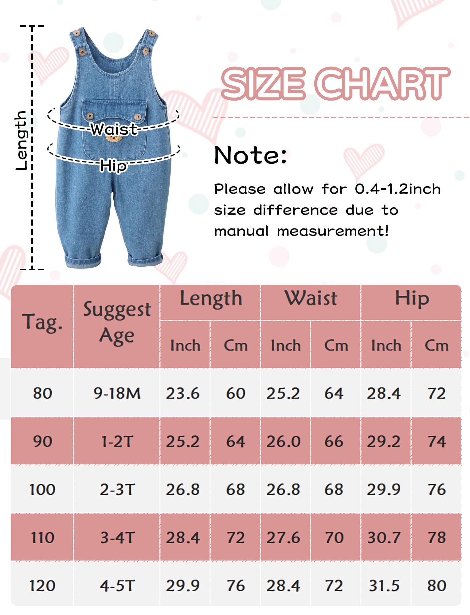 FEOYA Pantalones vaqueros unisex para bebé, peto para niños, niñas, pelele con bolsillo, mono para niños pequeños, de algodón suave, con tirantes sueltos, pantalones de peto, de 9 meses a 5 años
