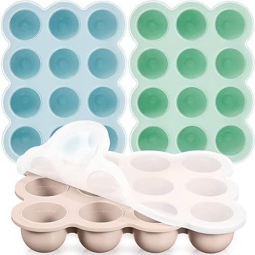 3 recipientes de almacenamiento de alimentos para bebés, bandeja de silicona para congelador de alimentos para bebés de 12 tazas con tapa, bandeja