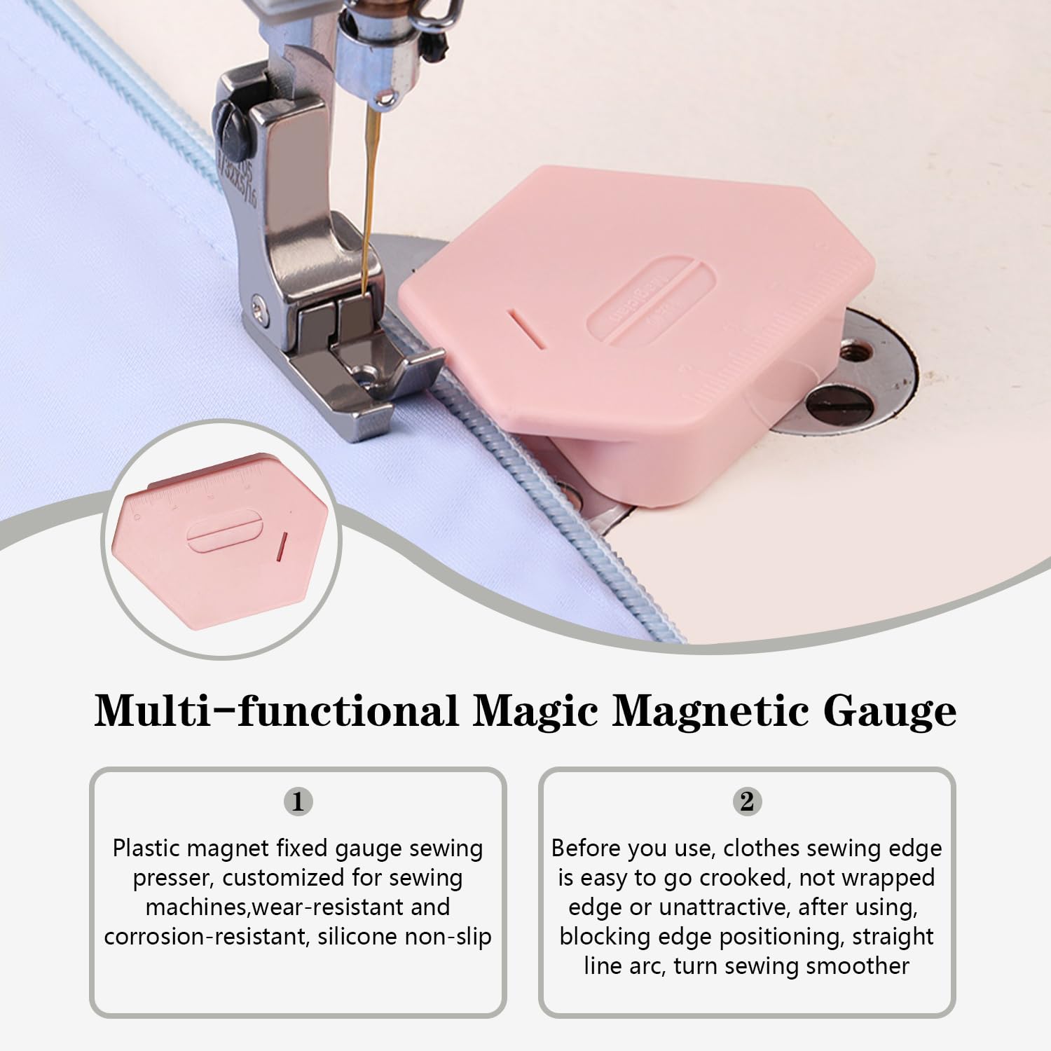 3 Pcs Seam Guide for Sewing Machine,Multi-Purpose Tool Polygonal Strong Gauge,Polygonal Multifucntional Seam Guide Hemmer with Scale,Sewing Accessories Supplies