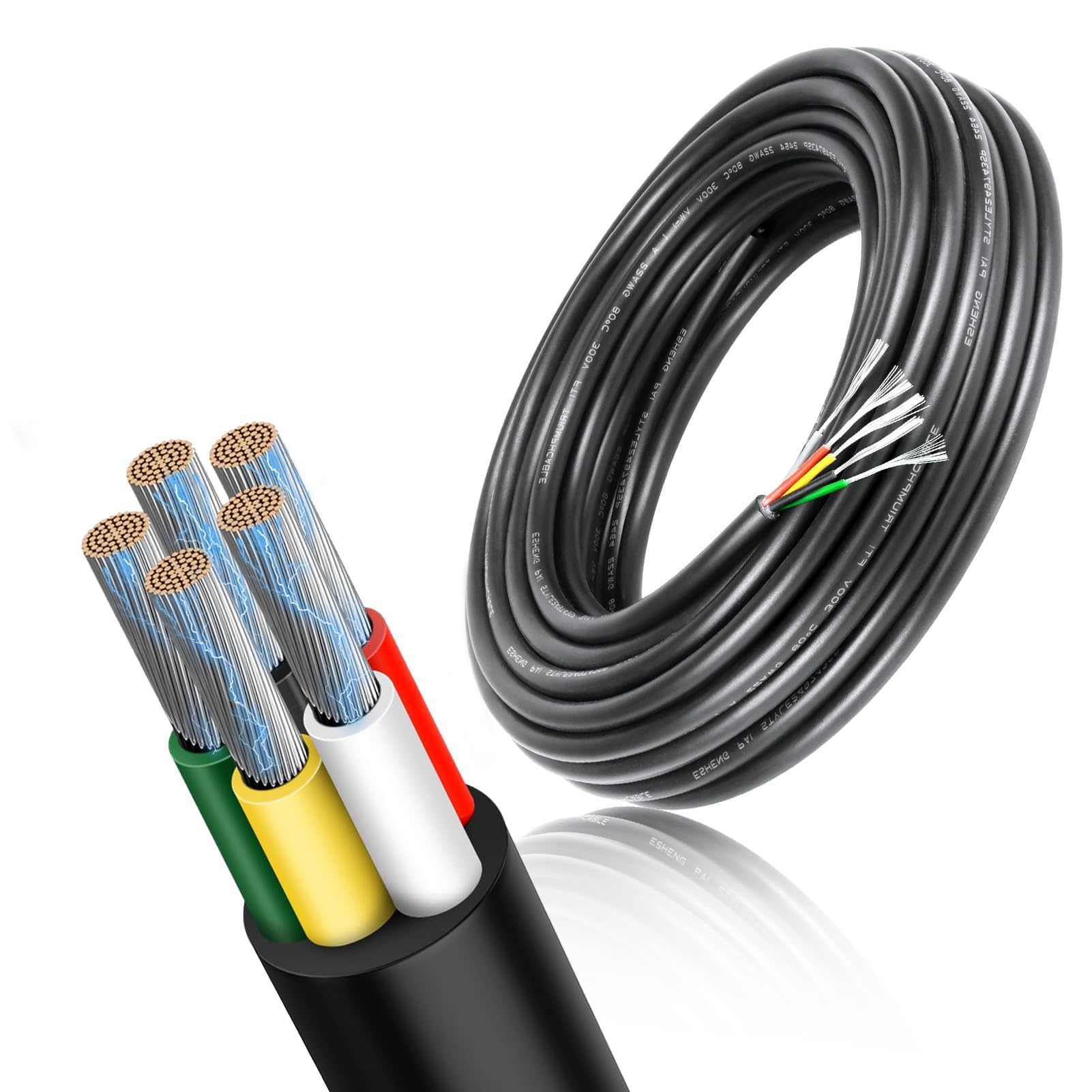 RESHAKE 18 Gauge 4 Conductor Wire, 16.4FT 18-4 Tinned Copper 4 Wire Cable,Stranded Electrical Wires for Security,Automotive,Speaker,Sensors,Sprinkler,Irrigation — view 15