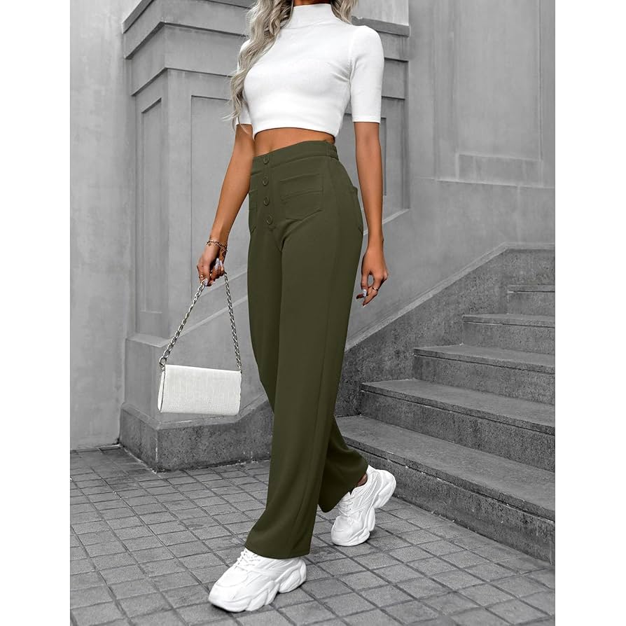 Amazon.com: CPMBFDC Women's Stretch Straight Pants Casual