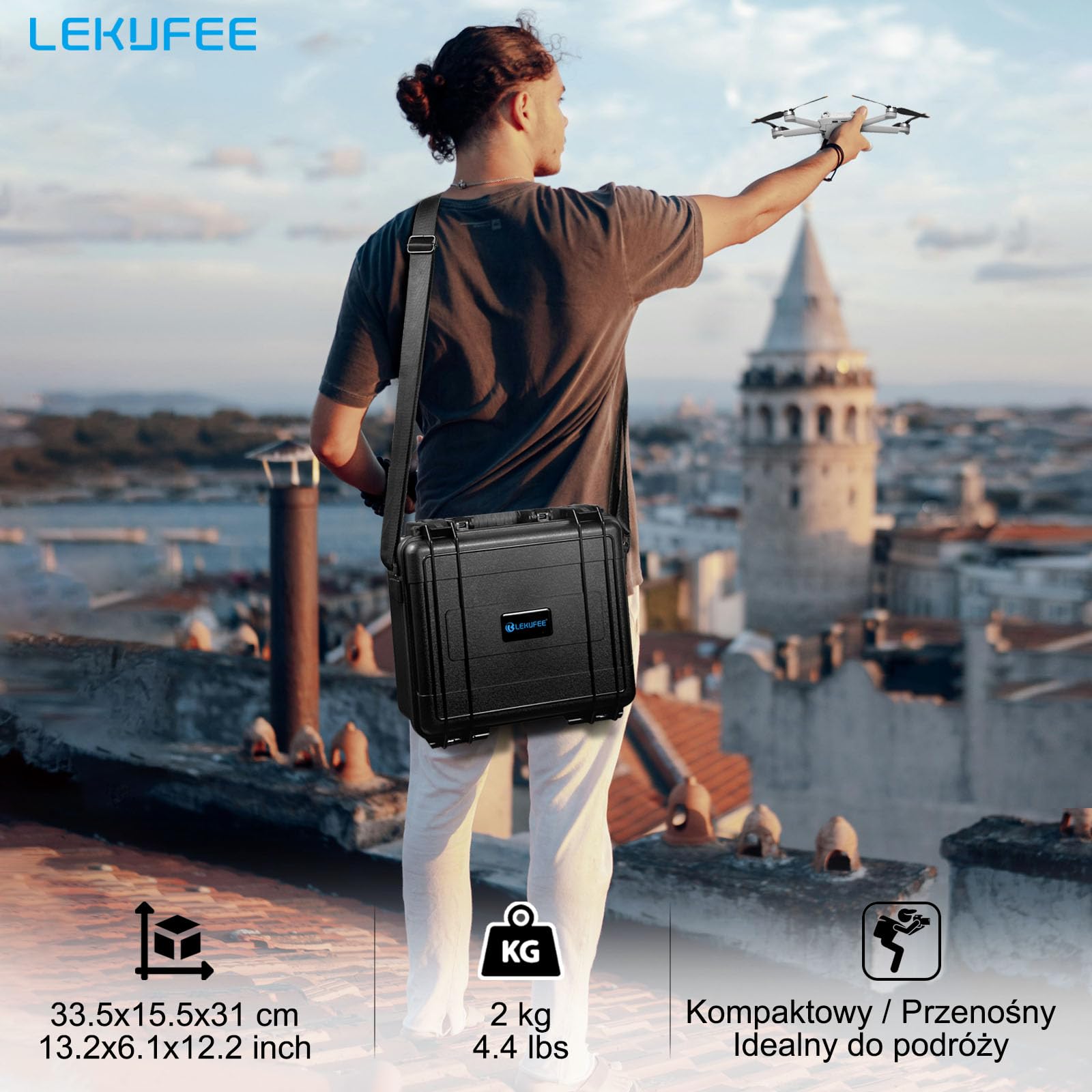 Lekufee Wodoodporna torba na drona do DJI Air 3S/Air 3 Fly More Combo,DJI RC N3/N2/RC 2/ Zdalny kontroler i akcesoria (Tylko etui)