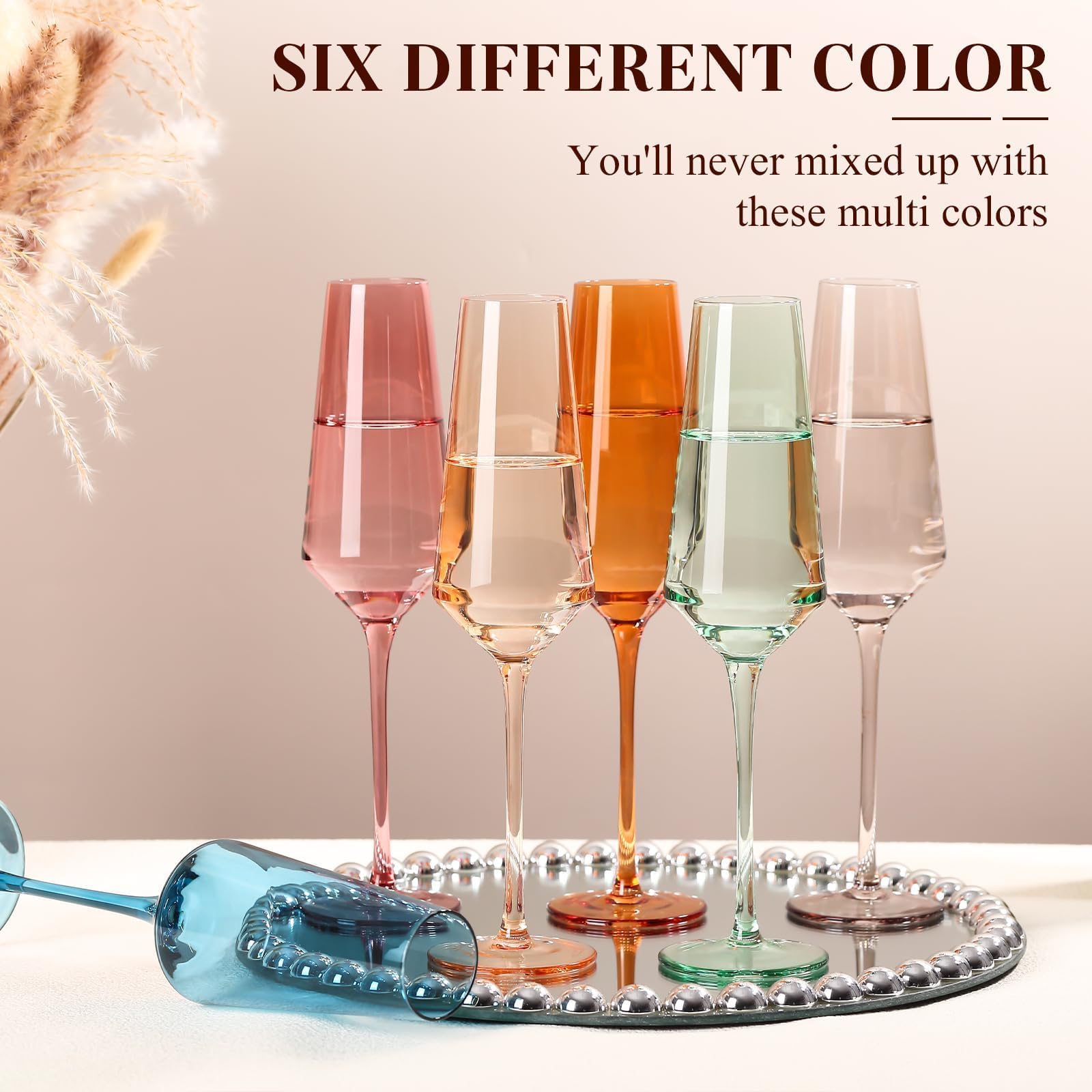 Bicchieri da vino colorati, set di 6 (multicolore)