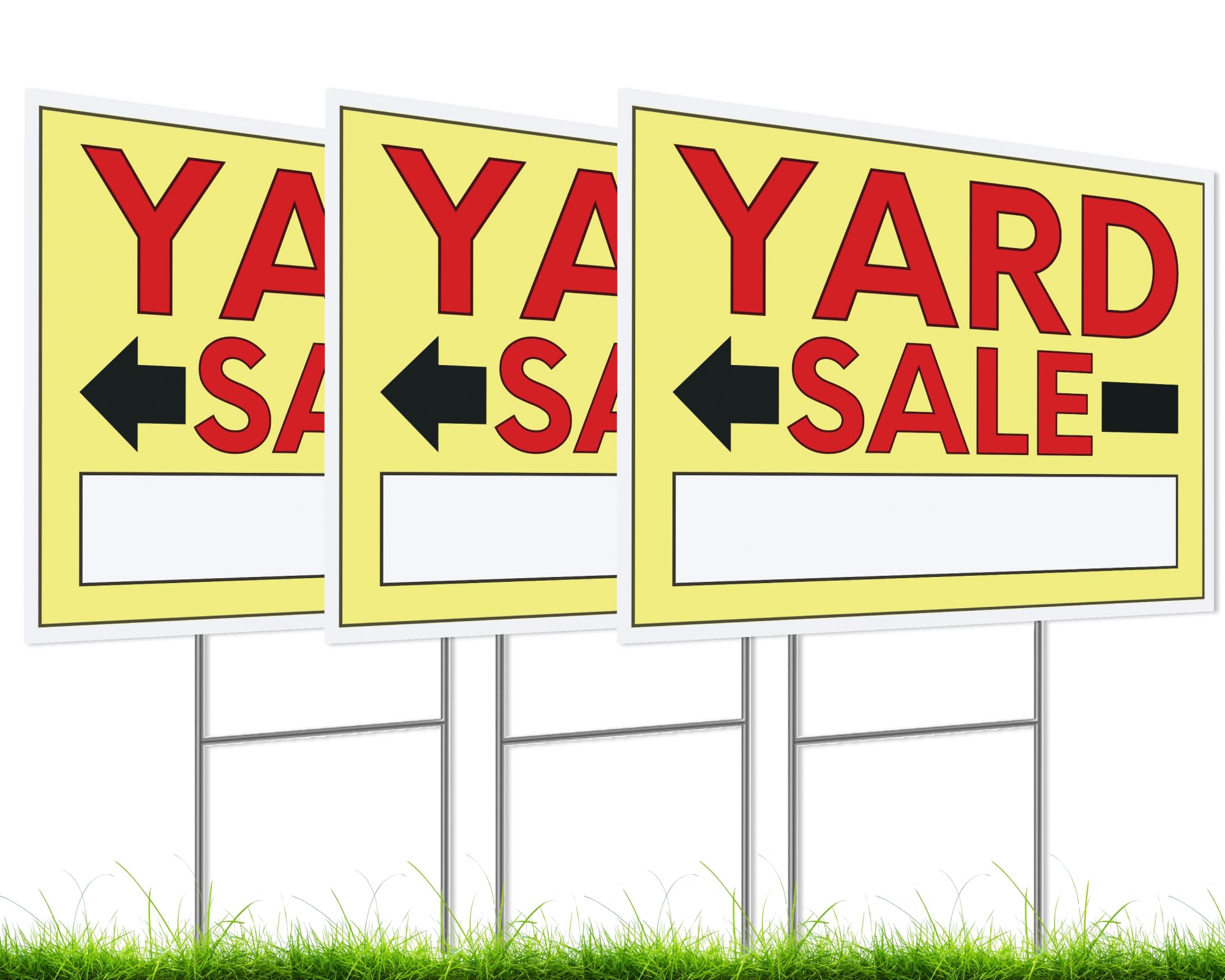 ULVEOLSet of 3 Double Sided 12x8 Inches Yard Sale Signs with Metal Stakes -Garage Sale Signs for Outdoor Estate Sale - Agent Realtor Supplies - Visibility Yard Sales Signs with Directional Arrows