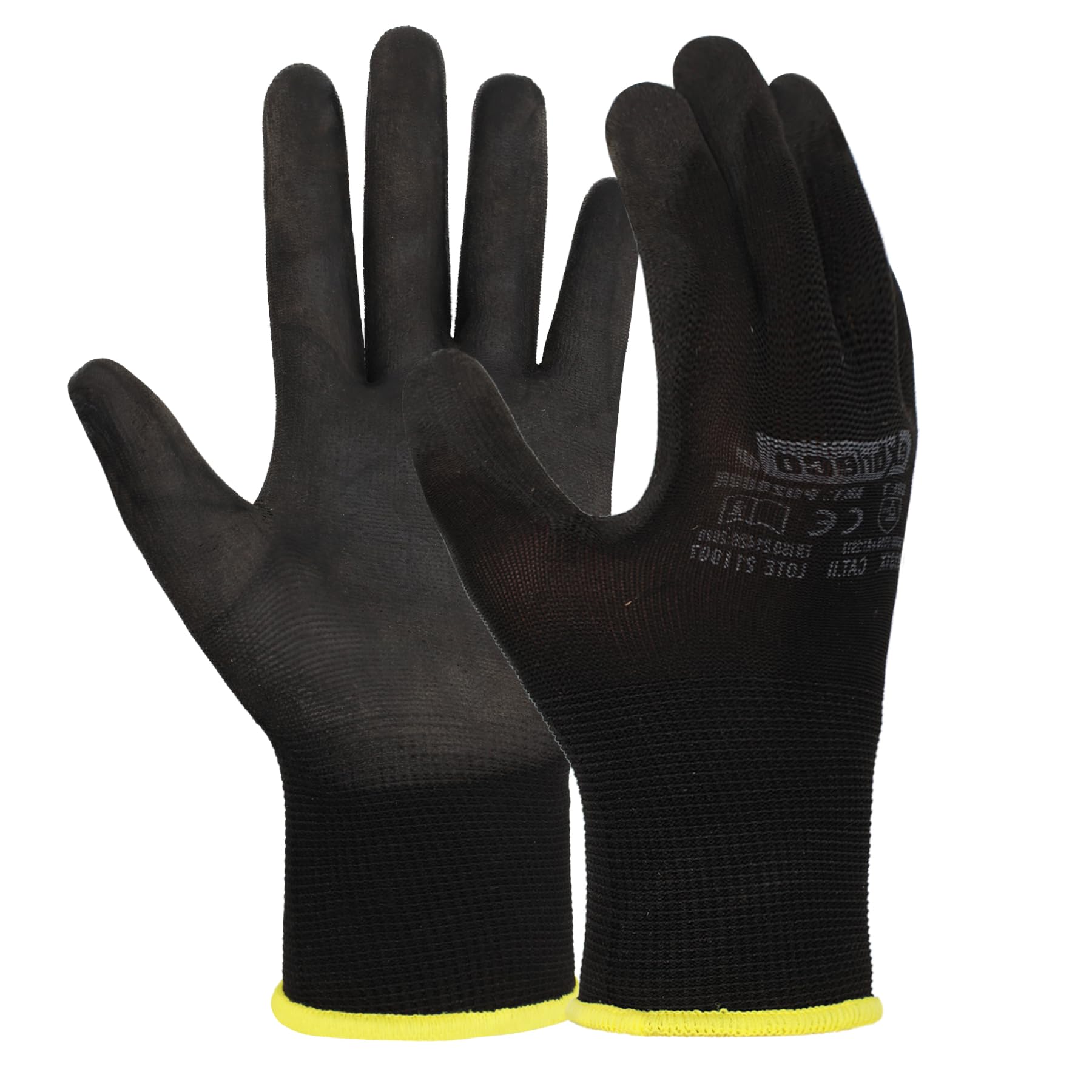 Guantes de Trabajo Profesionales Ideales para Construcción, Abrasión, Mecánica, Guantes de Protección CAT 2 Multipropósito en Nylon y Poliuretano, Resistentes pack de 3,6,12,60,120,240