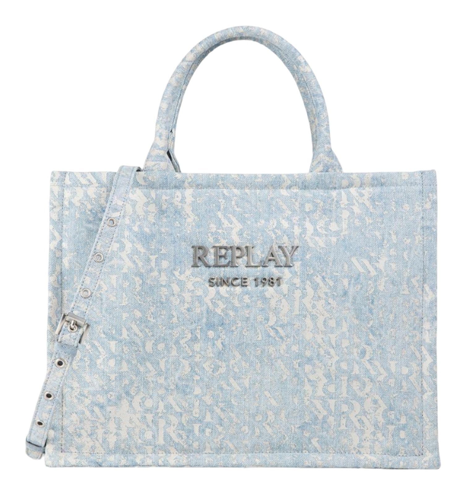 Replay Women Fw3849 Bag, X079 Bleach Denim + Off White, Einheitsgröße