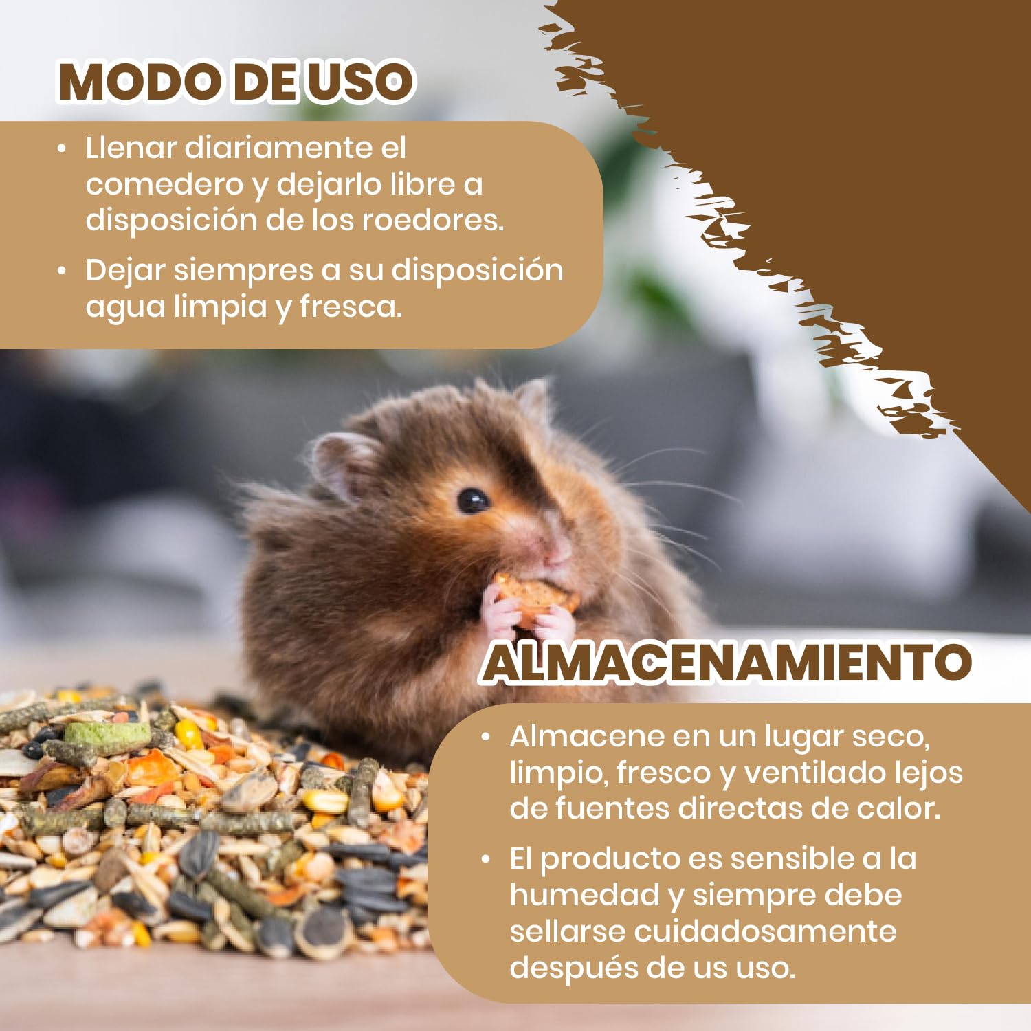 AreaAnimal - Comida Hamster, Comida Hamster Ruso 900G con Ingredientes Naturales, Alimento para Hamsters y Chinchilla con Equilibrio Nutricional, Ideal para la Salud de los Pequeños Roedores - 5