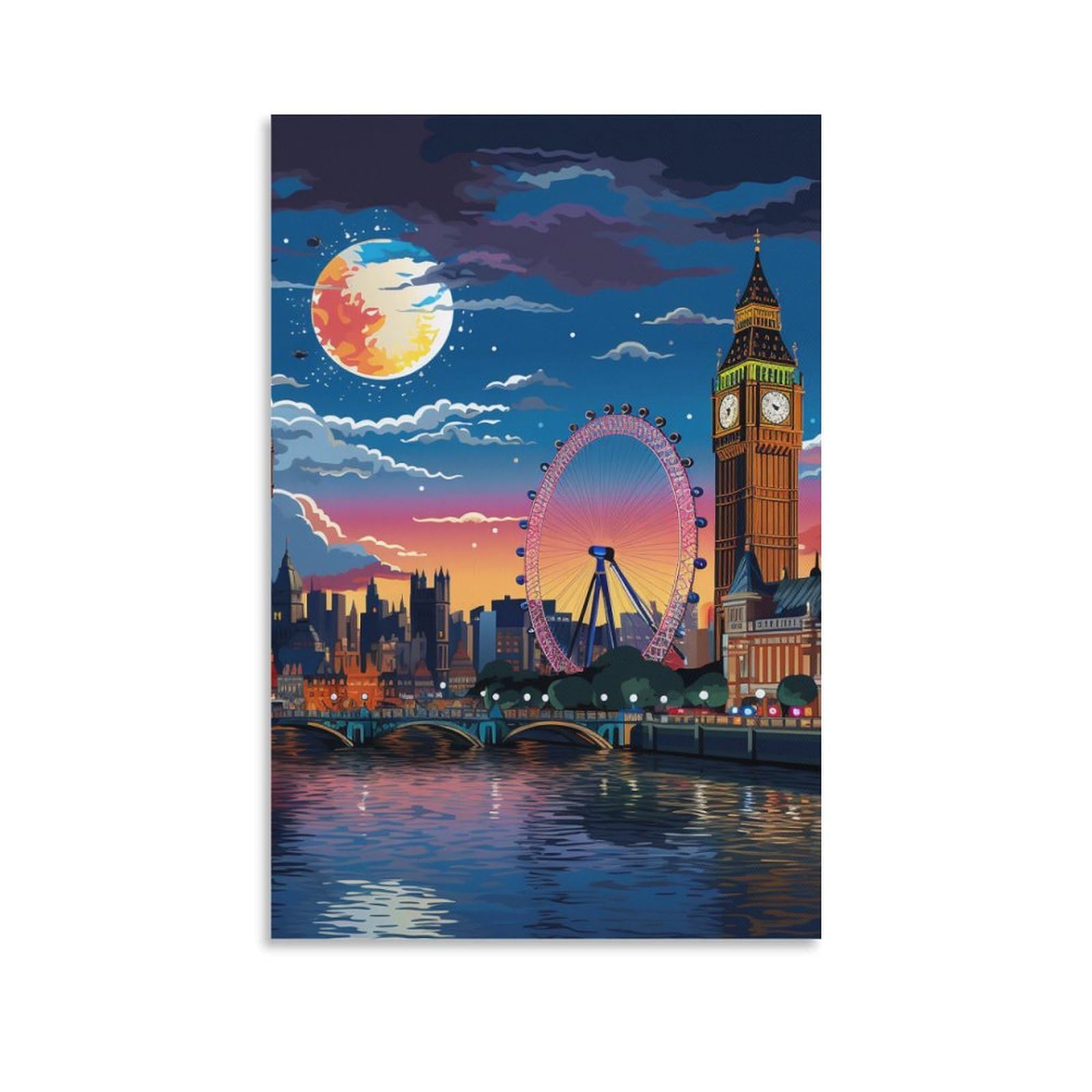 DCABEIOOE London Cityscape Wall Decor Poster Canvas Prints Picture Modern Wall Art Picture Wall Hanging for Bathroom Wall Decor 20x30inch(50x75cm)