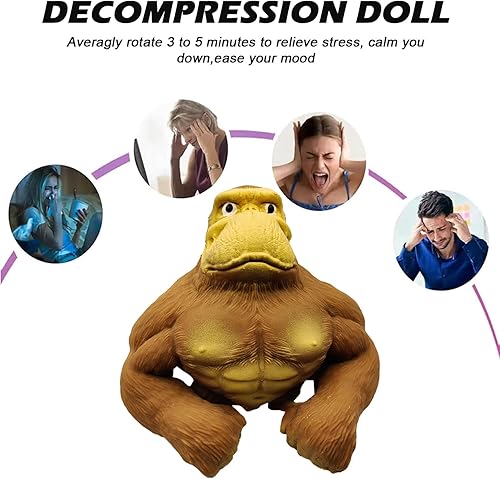 Miniatura 4 de Juguete de mono de goma marrón de gran tamaño, divertido juguete de gorila para apretar, juguete elástico para el estrés de gorila para niños y