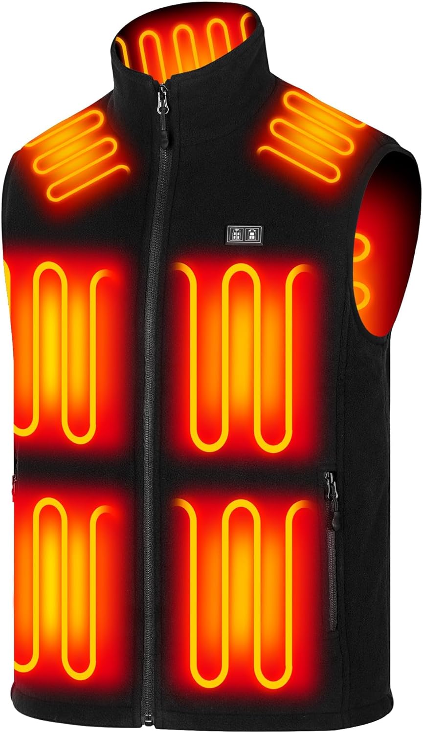 Heated Vest for Men with Battery Pack Included (No Charger), 10 Heating Zones Polar Fleece Heated Vest & Gift Box