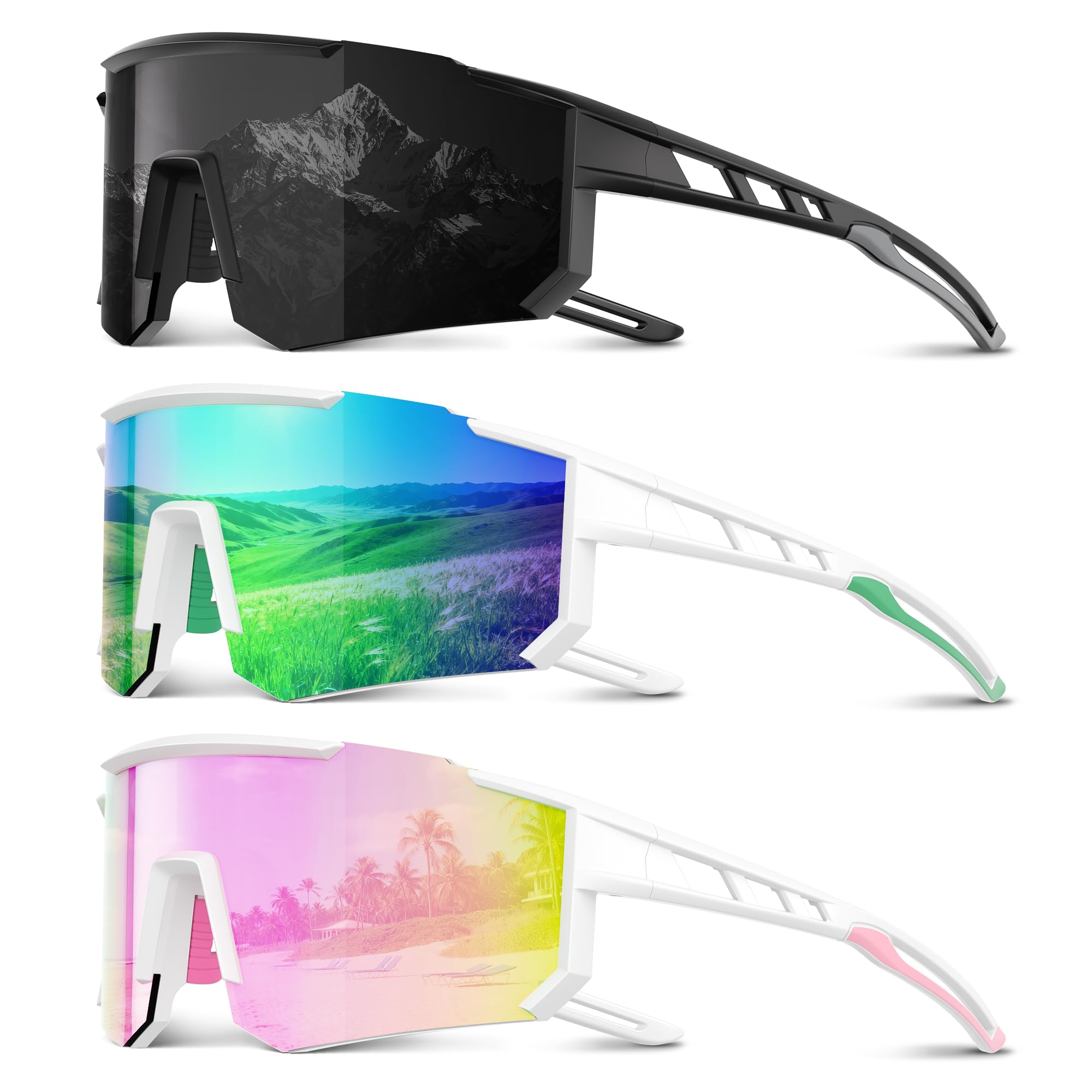 Polarized Sports Sunglasses Men Women for Running Baseball Cycling