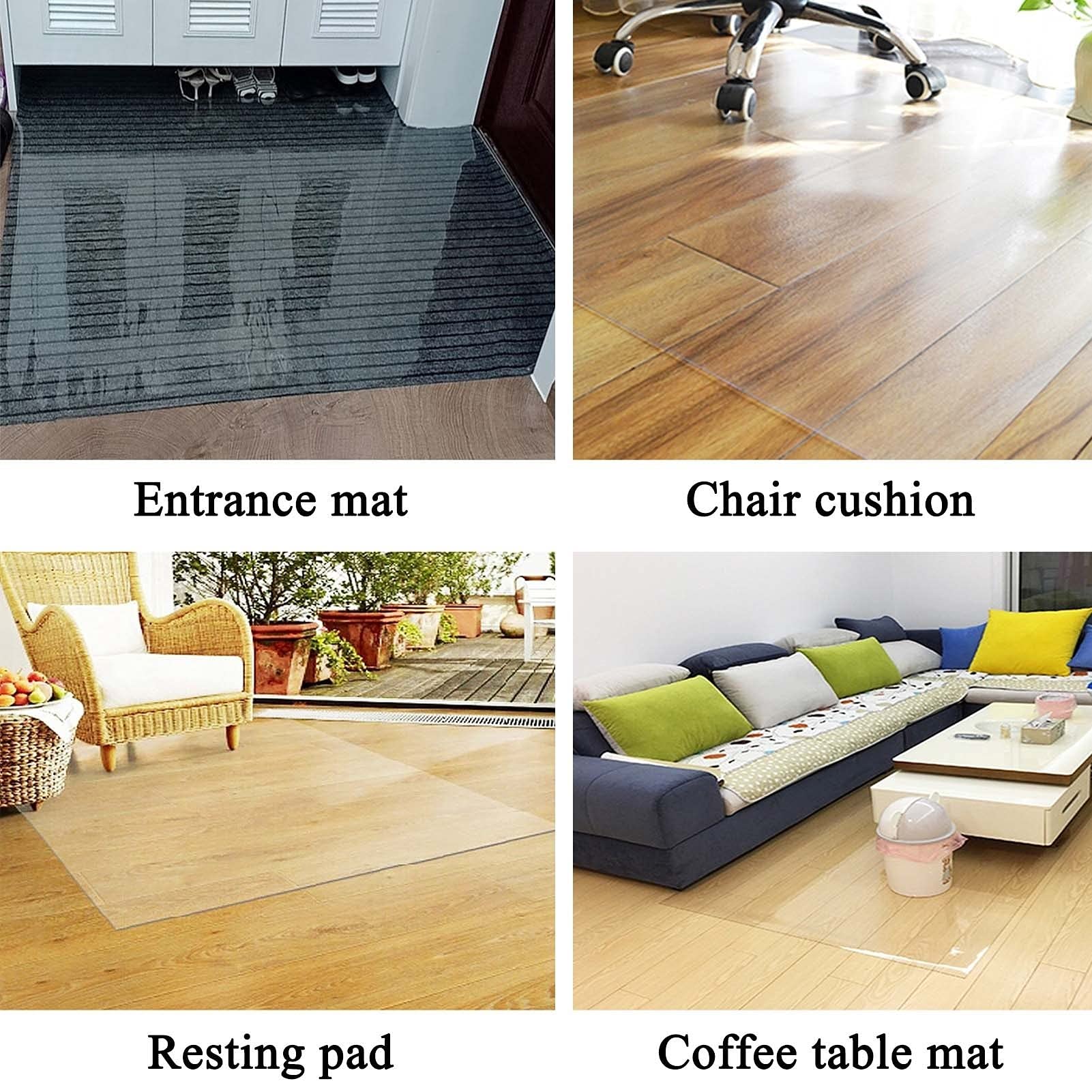 Slish Solut Tapis de chaise en PVC transparent – Protection de sol imperméable et anti-fissures pour tapis de maison et de bureau – 90 x 90 cm Épaisseur 2 mm