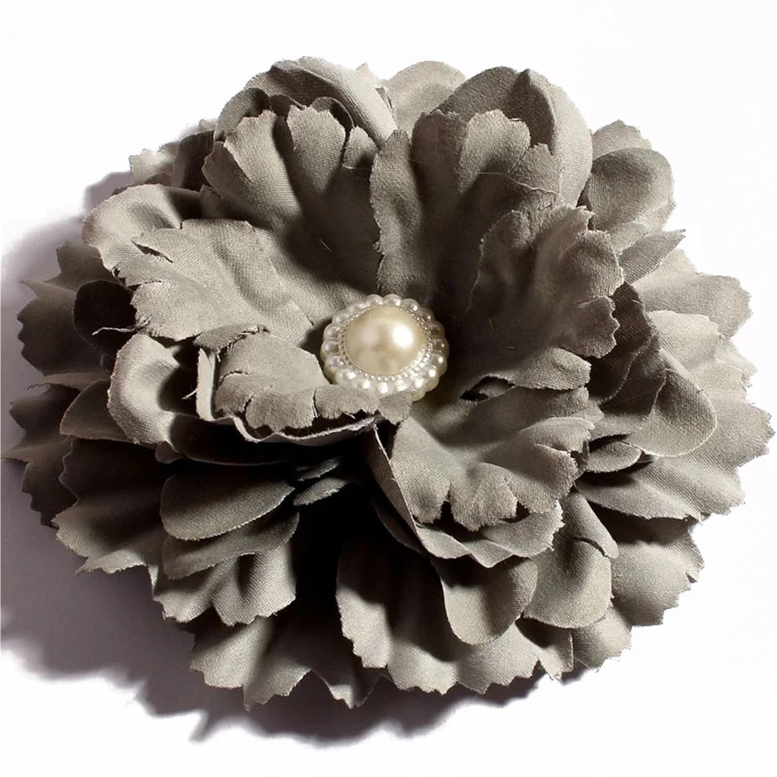 MDSRFGN Fabric Flowers 10pcs 11CM 20Colors DIY Shabby Artificial Shaped Fabric Hair Flowers With Pearl Buttons For Girl Headbands(Grey)