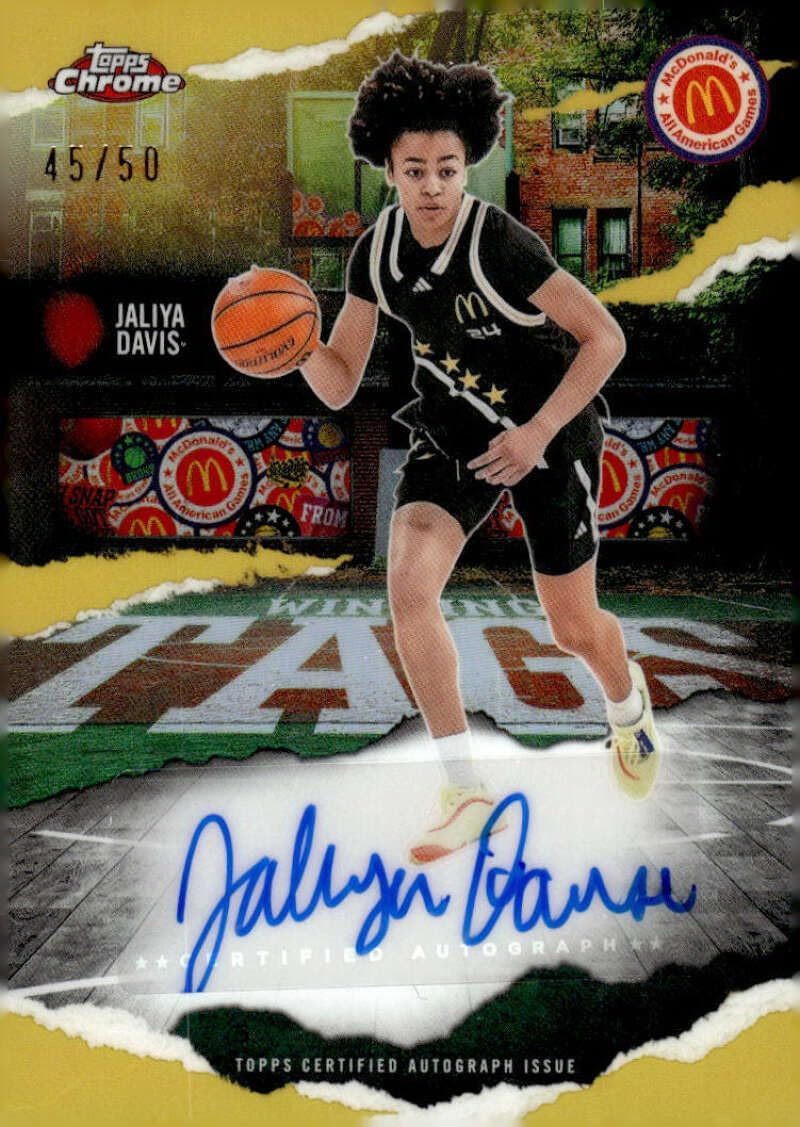 JALIYA DAVIS AUTO 2025 Topps Chrome McDonalds All American Winning Tags /50 Gold #WT-JD NM-MT Basketball Autographs