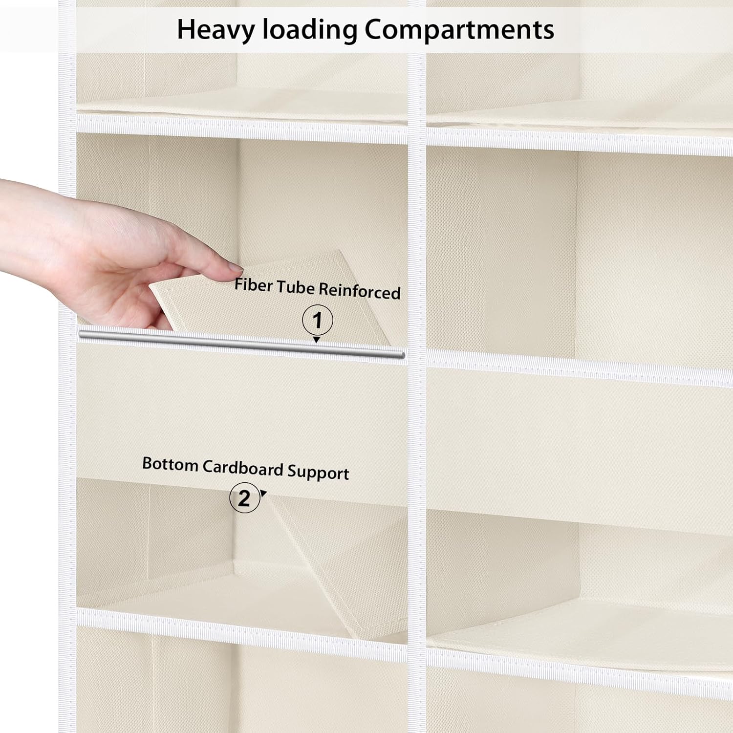KEEGH Over The Door Organizer, 5 Tiers Large Capacity Over The Door Storage Organizer with 10 Mesh Side Pockets, Door Organizer Hanging for Bedroom, Nursery, Bathroom and Pantry (Beige)