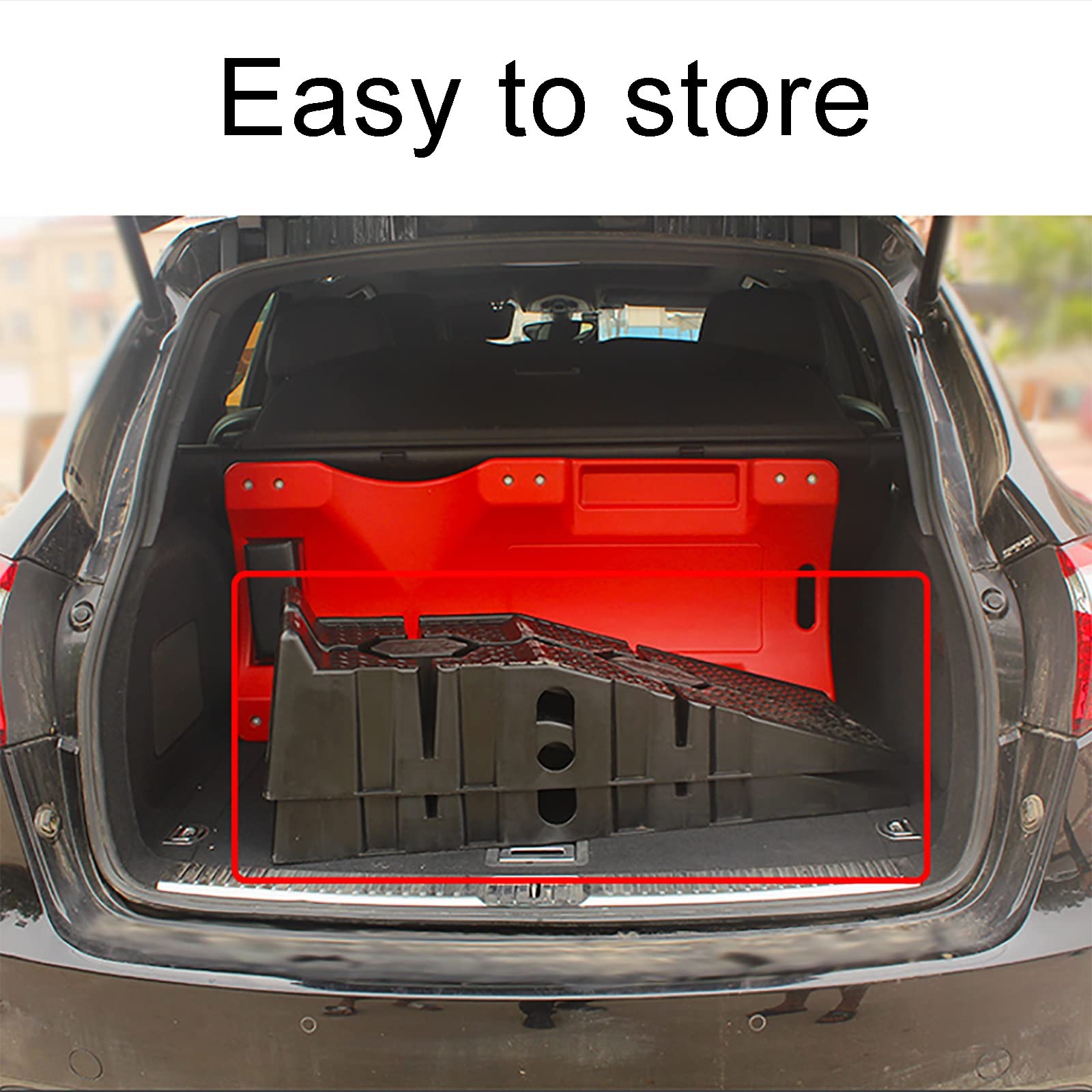 Rampa para vehículos de Alta Resistencia, rampa de Acceso de hasta 2,5 T, 2 rampas de acera portátiles de plástico Negro con peldaños Antideslizantes, rampa de Carga, para Todo Tip