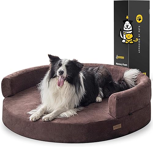 KOPEKS Sofá redondo de espuma viscoelástica ortopédica de lujo para perros