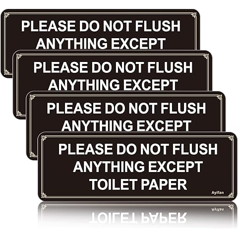 4 Pack Do Not Flush Feminine Products Sign,Do Not Flush Anything Except Toilet Paper Bathroom Sign,Self-adhesive for Home and Business Acrylic with Symbols 9