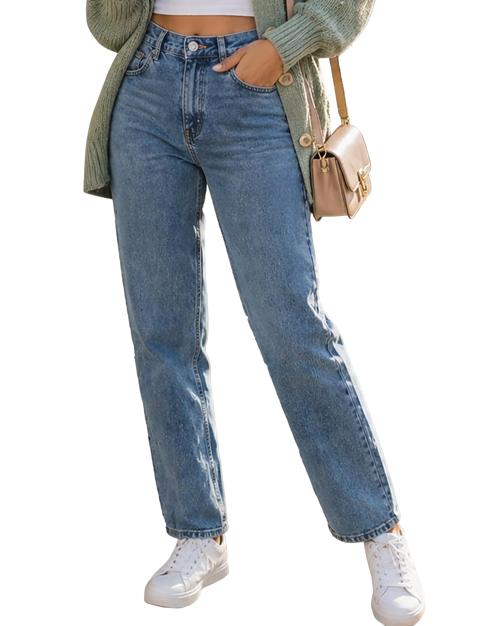 london hills High Waist Jeans for Woman | Straight Jeans for Women | Stylish Relaxed Fit Blue Denim Jins Pant for Women & Girls | Classic Non-Distressed Denim-picture-30