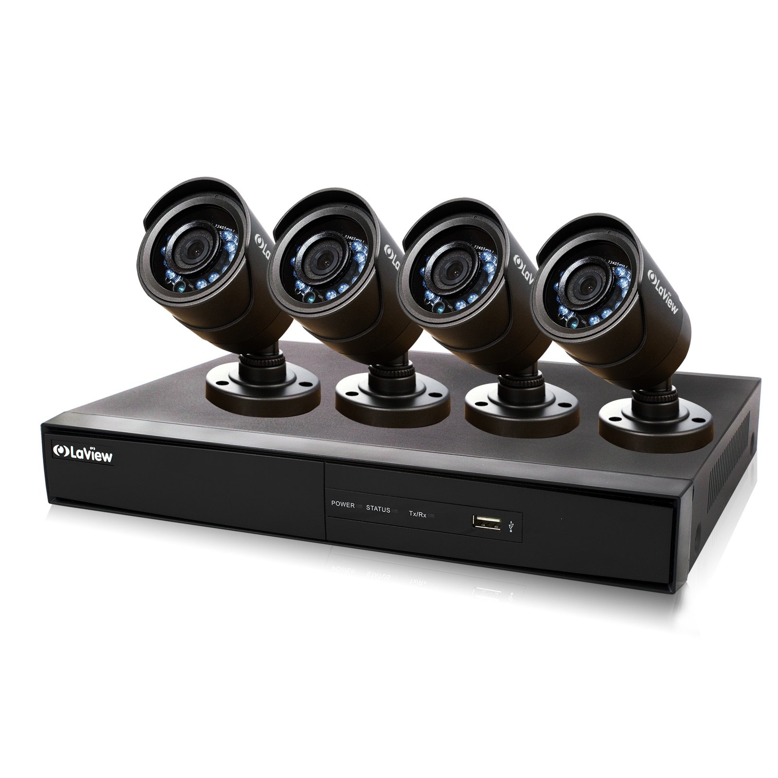 LaView 4 Camera 960H Security System, 4 Channel 960H DVR w/500GB HDD and 4 600TVL Black Bullet Camera Surveillance Kit