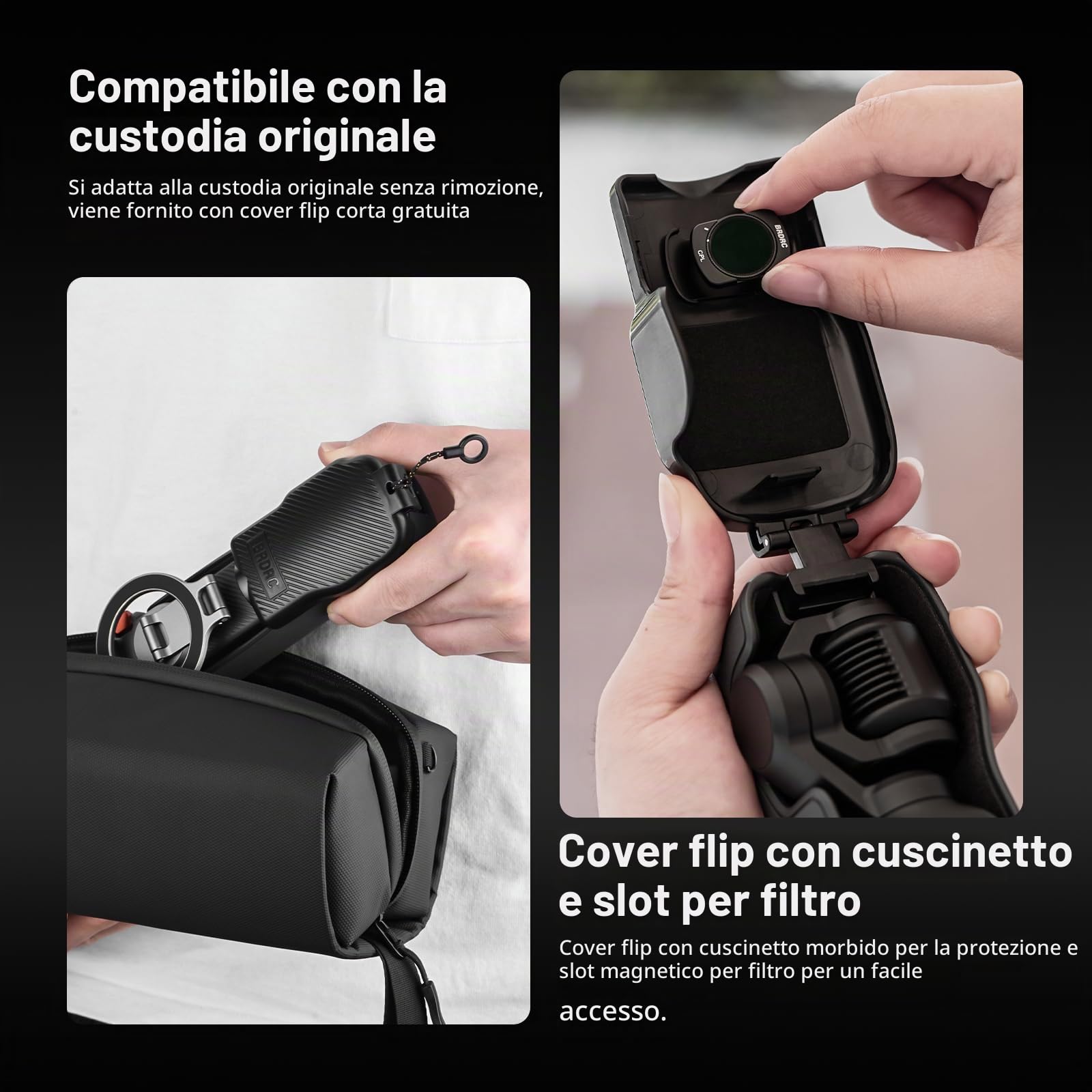 BRDRC Supporto magnetico Pocket 3 4, supporto per telefono, adattatore di espansione magnetica in lega di alluminio con slitta fredda per DJI OSMO Pocket 3 4 Creator Combo accessori