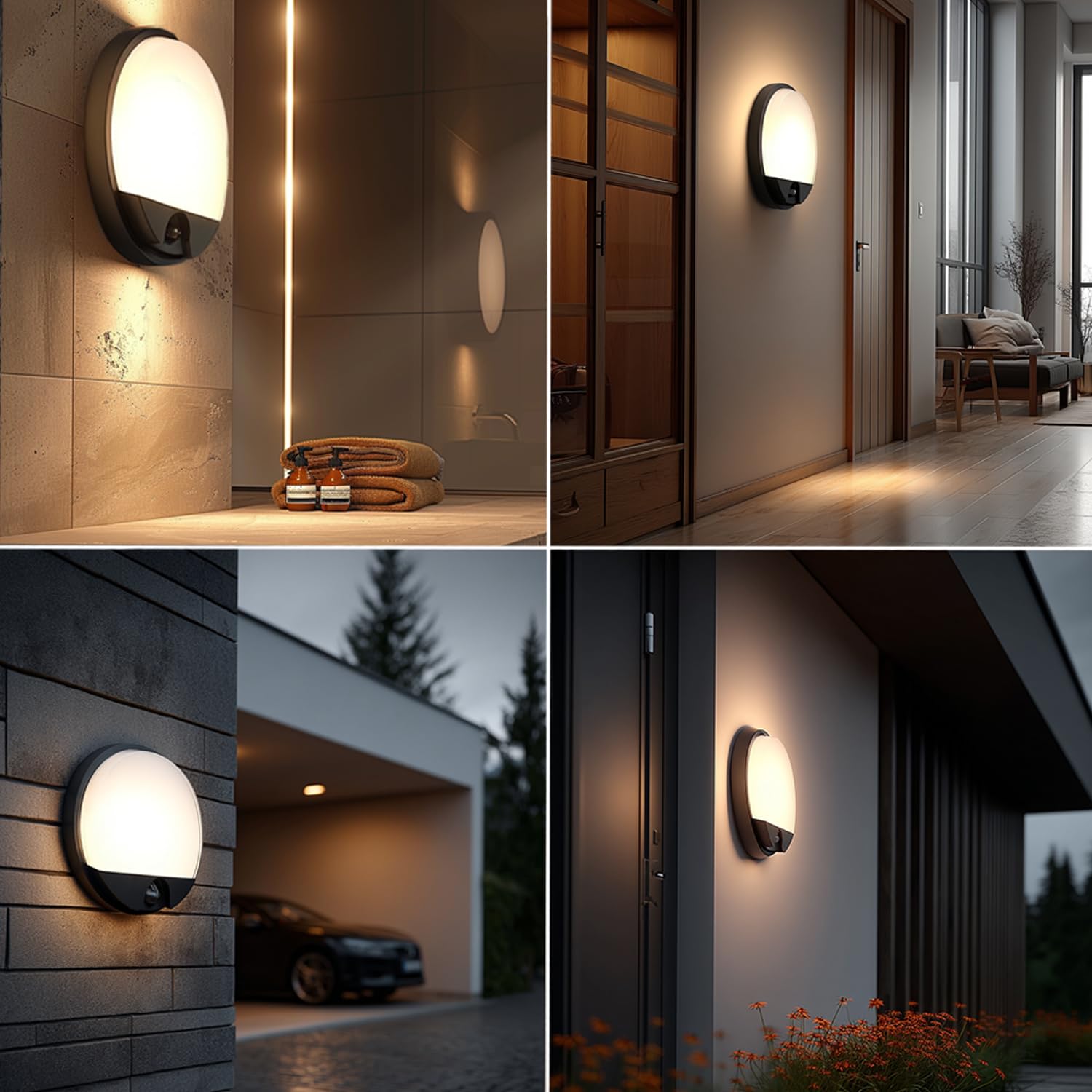 Maclean MCE291 lampa LED z czujnikiem ruchu na podczerwień, lampa ścienna, oświetlenie wewnętrzne/zewnętrzne 1100 lm, 15 W, IP54, 4000 K, wodoszczelna (szara)