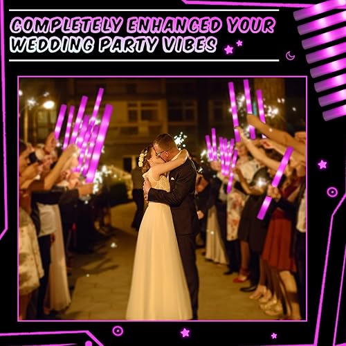 Miniatura 6 de Ceenna Varillas luminosas LED a granel, 100 varillas gigantes de espuma de 18.9 pulgadas, suministros de fiesta que brillan en la oscuridad para
