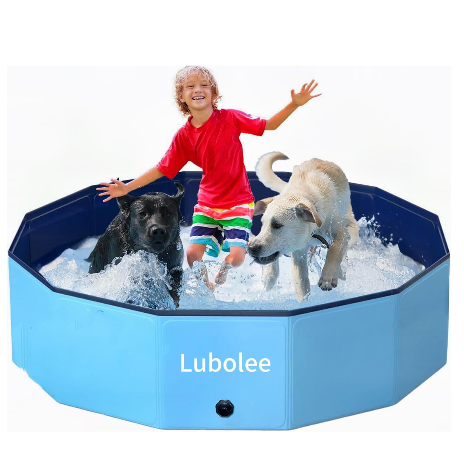 Lubolee Hundepool Große Hunde Planschbecken für Hunde, Hundepool Faltbar rutschfeste und Verdickt PVC