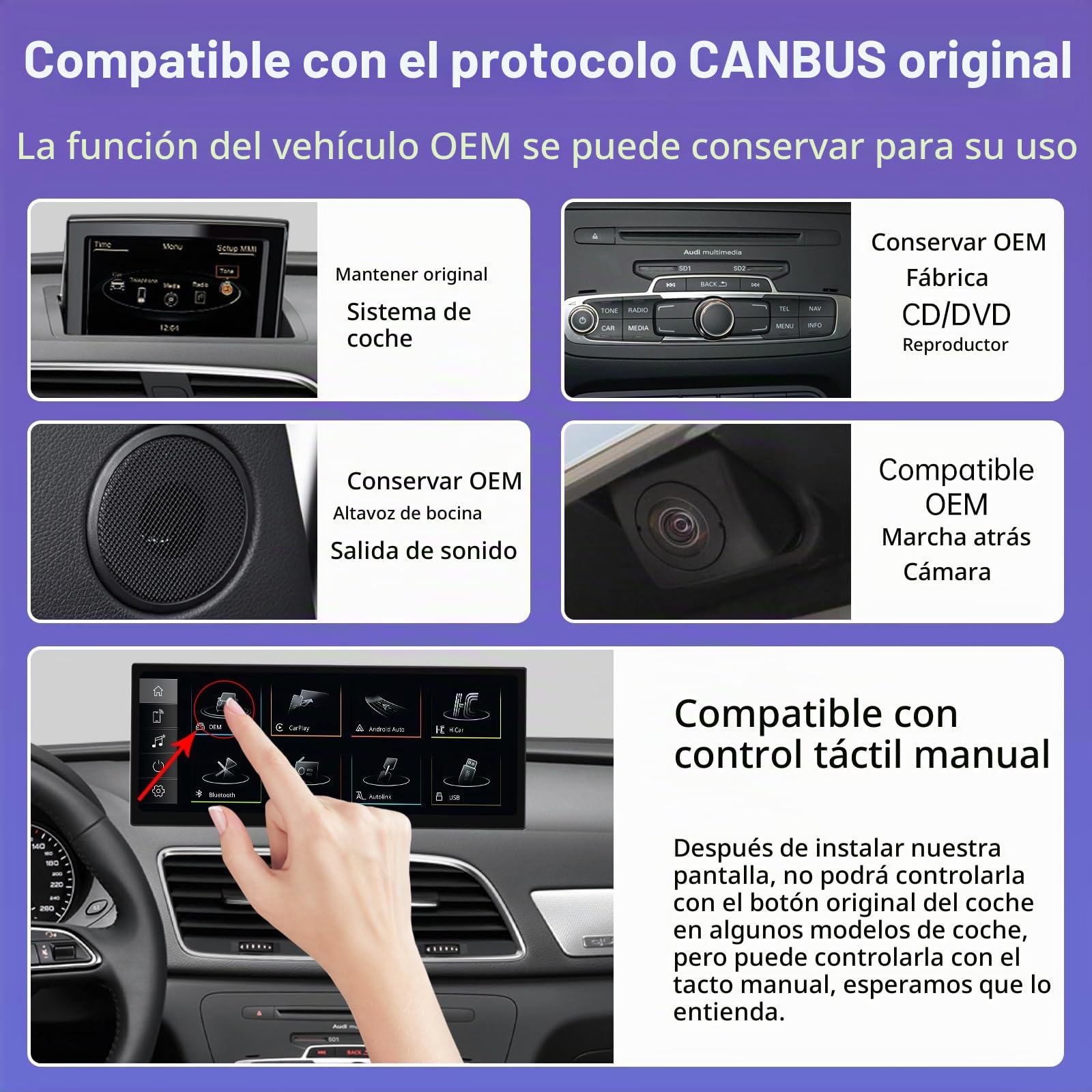 Road Top 12,3" Radio Coche CarPlay para Audi Q3 2013-2018 Año | Radio de Coche, Pantalla IPS HD Linux, Bisel Ultrafino, CarPlay Inalámbrico, Android Auto, MirrorLink, Integración OEM