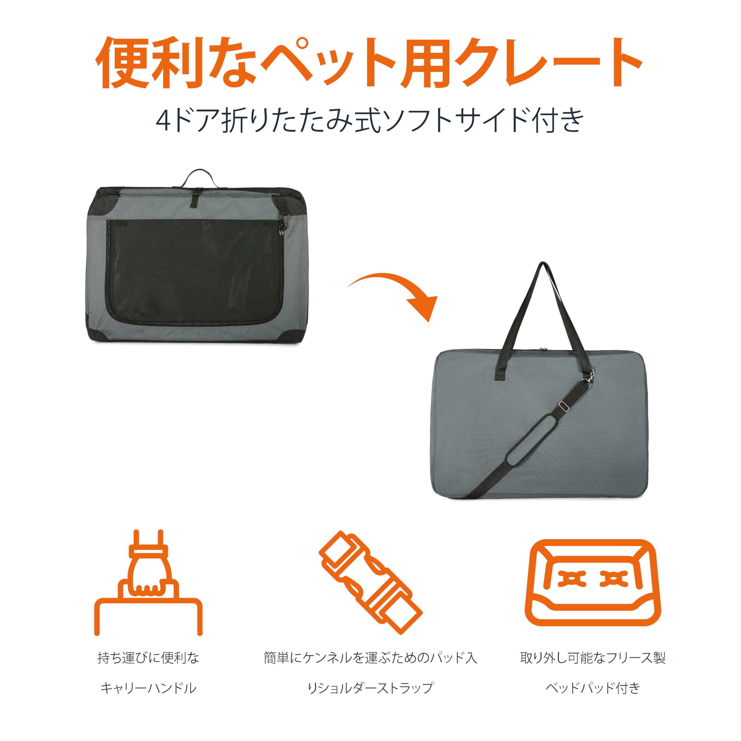 Amazon.co.jp: Amazonベーシック ペットキャリー 折りたたみ式旅行用