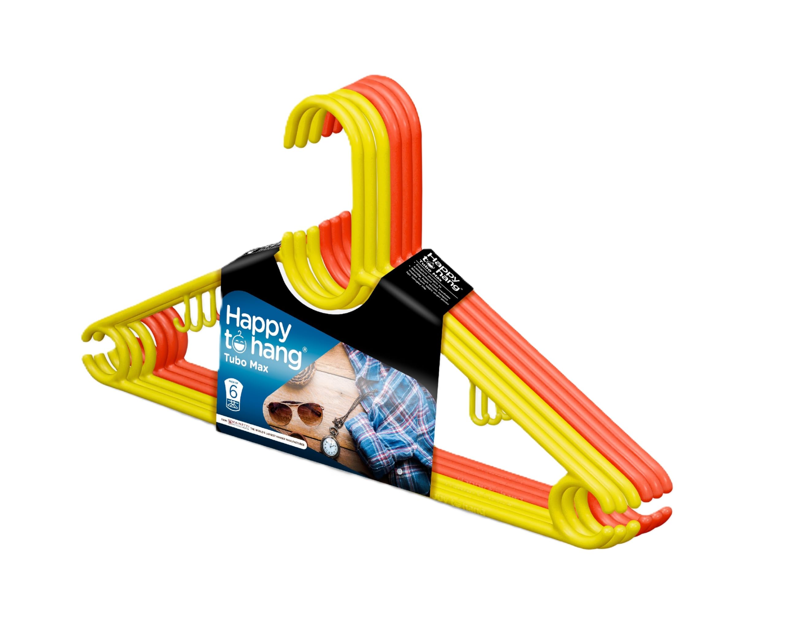 Happy To Hang Tubo Max 6 Piece Polypropylene Hanger, Yellow and Red-image-25