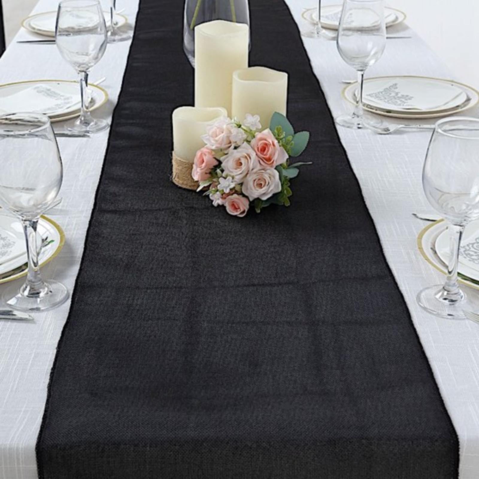 1 runner da tavola in raso, 30,5 x 274,3 cm, lunghezza 30,5 x 274,3 cm, runner da tavola per matrimonio, banchetto, ricevimento, compleanno, tovaglia da caffè (nero, taglia unica